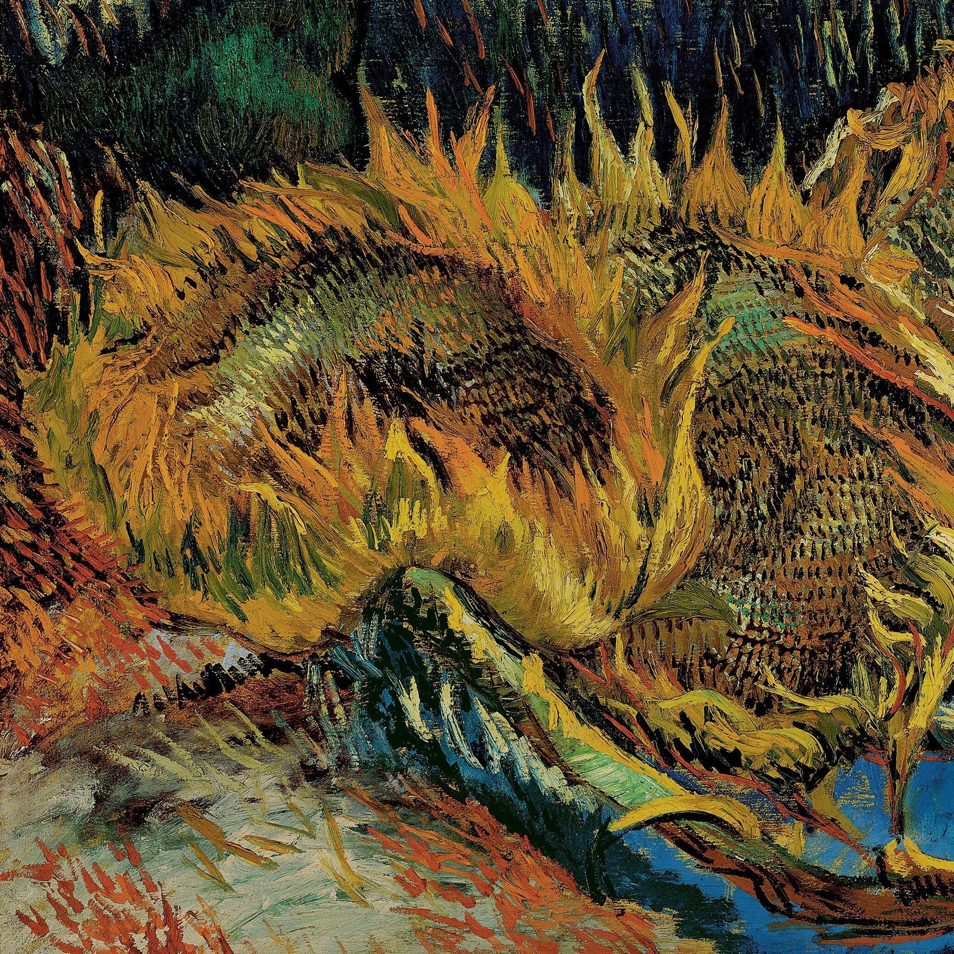 Van Gogh Sunflowers Print: 3D Textured Oil Painting Reproduction
