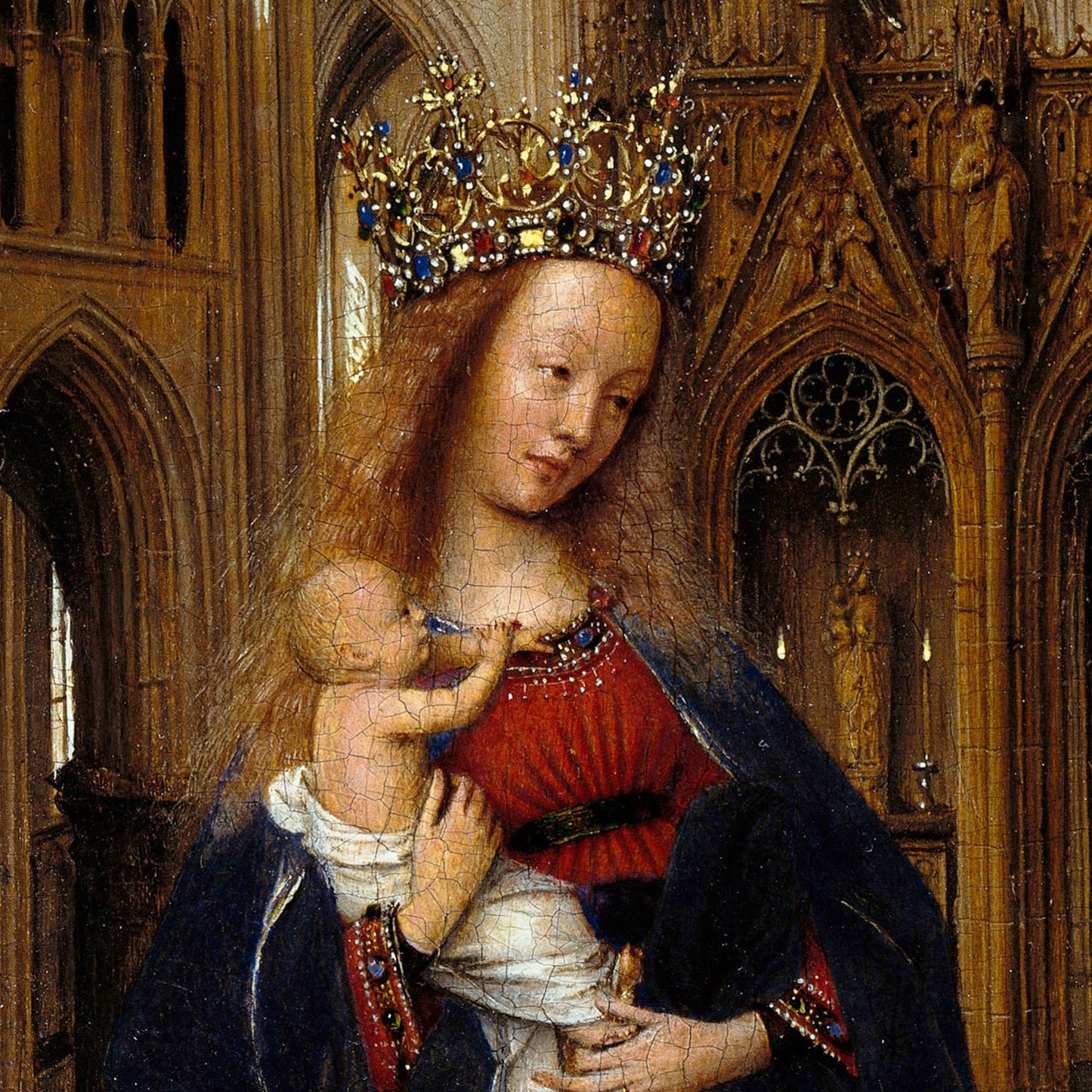 The Madonna in the Church by Jan van Eyck, 3d Printed with texture and brush strokes looks like original oil painting