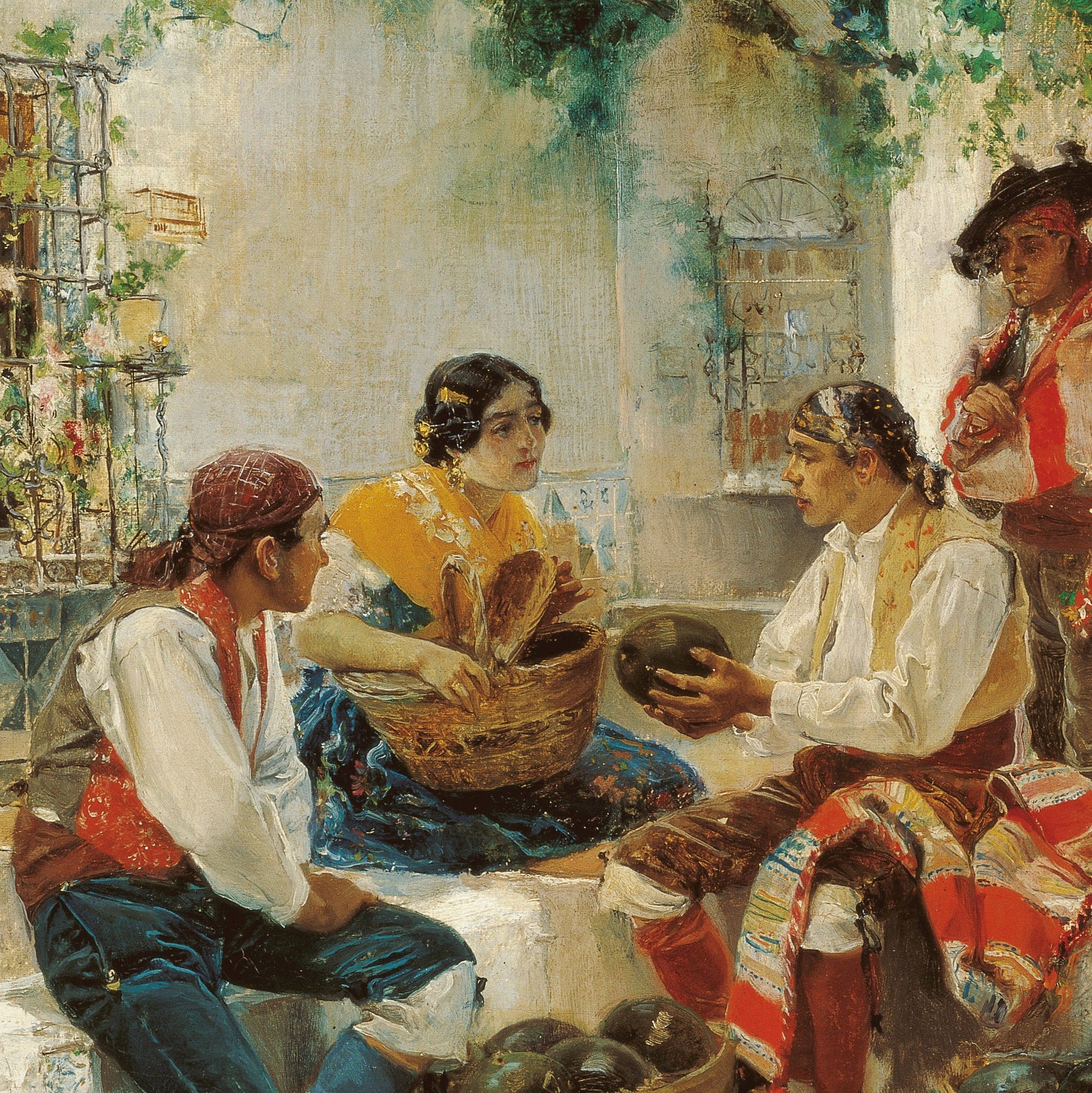 Selling Melons by Joaquin Sorolla, 3d Printed with texture and brush strokes looks like original oil painting