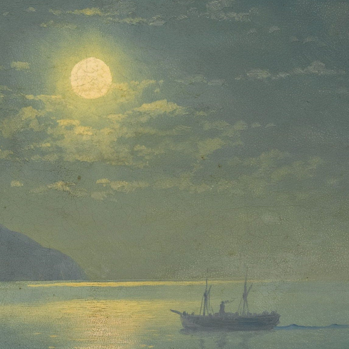 Evening in Crimea by Ivan Aivazovsky, 3d Printed with texture and brush strokes looks like original oil-painting, code:090