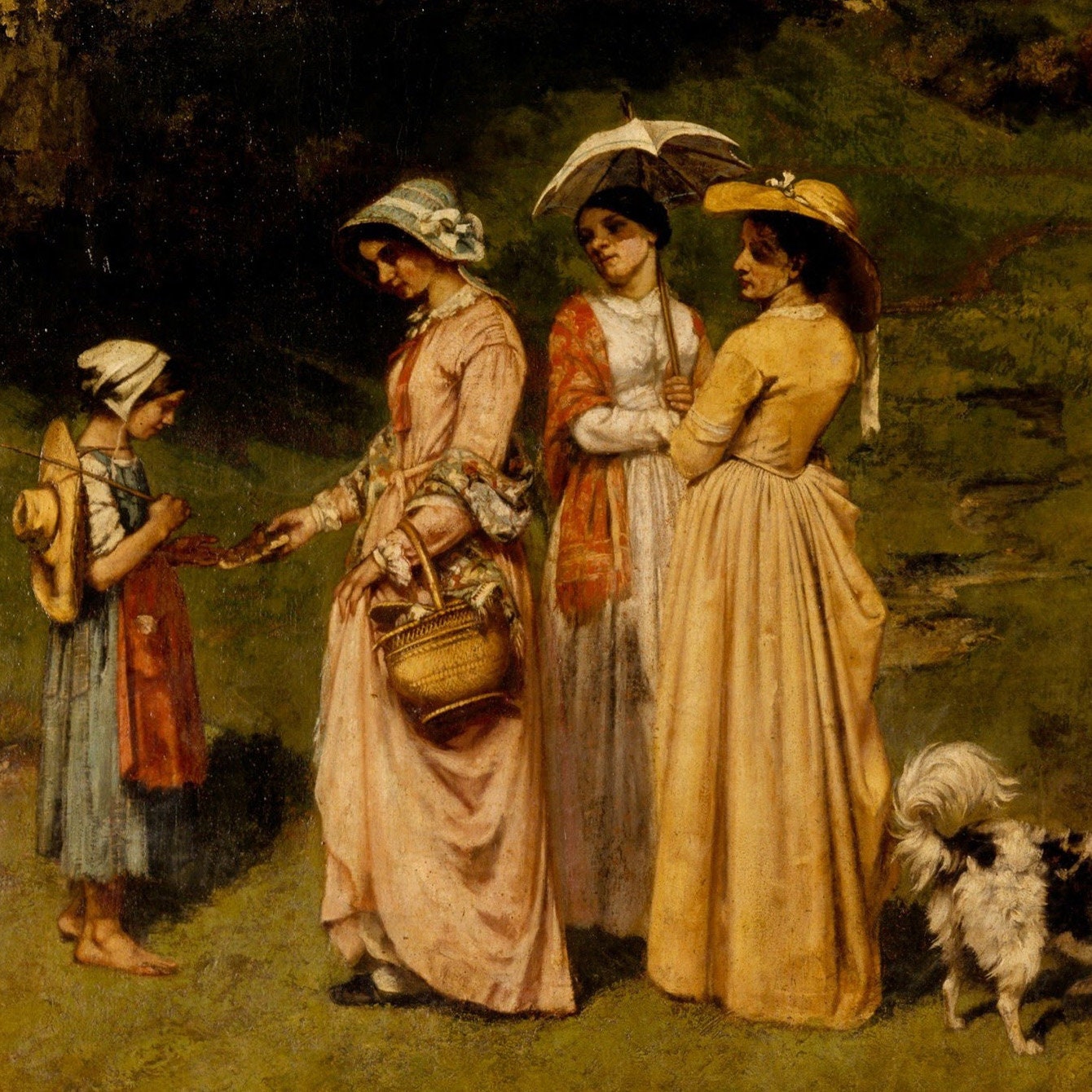 Gustave Courbet Painting: Young Ladies of the Village, 3D Textured Print