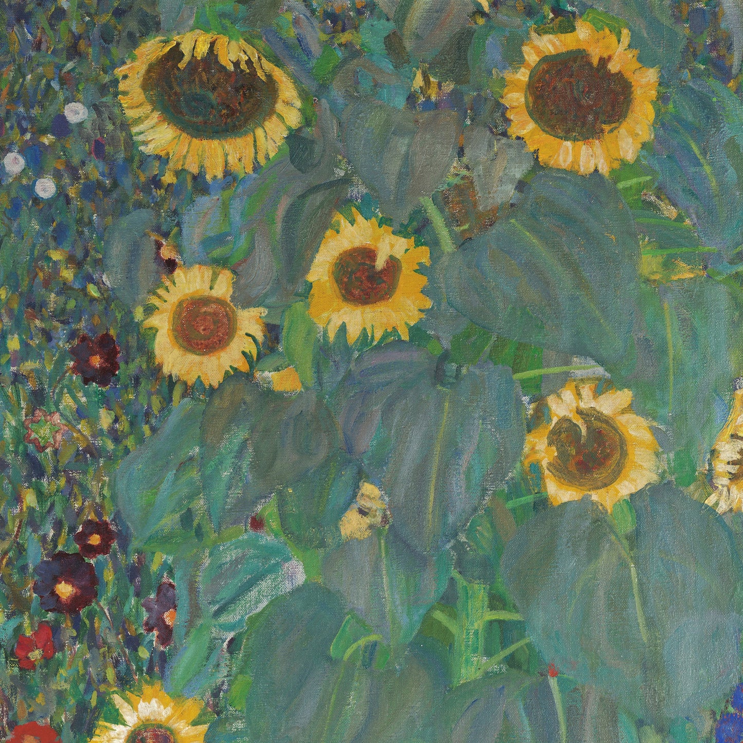 Farm Garden with Sunflowers by Gustav Klimt, 3d Printed with texture and brush strokes looks like original oil painting, flowers prints