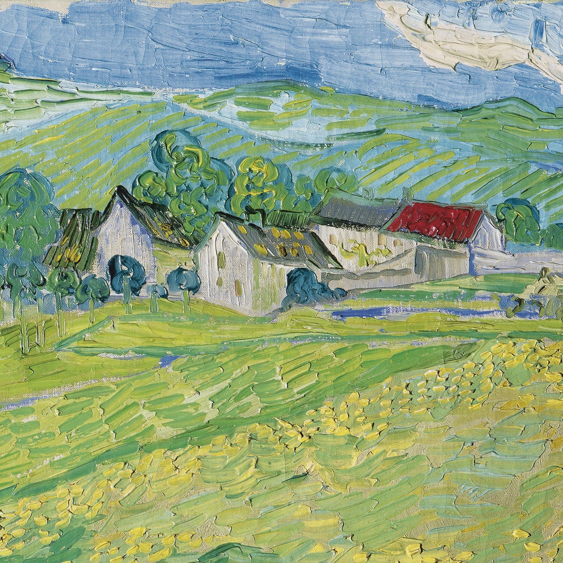 Les Vessenots in Auvers by Vincent Van Gogh, 3d Printed with texture and brush strokes looks like original oil painting