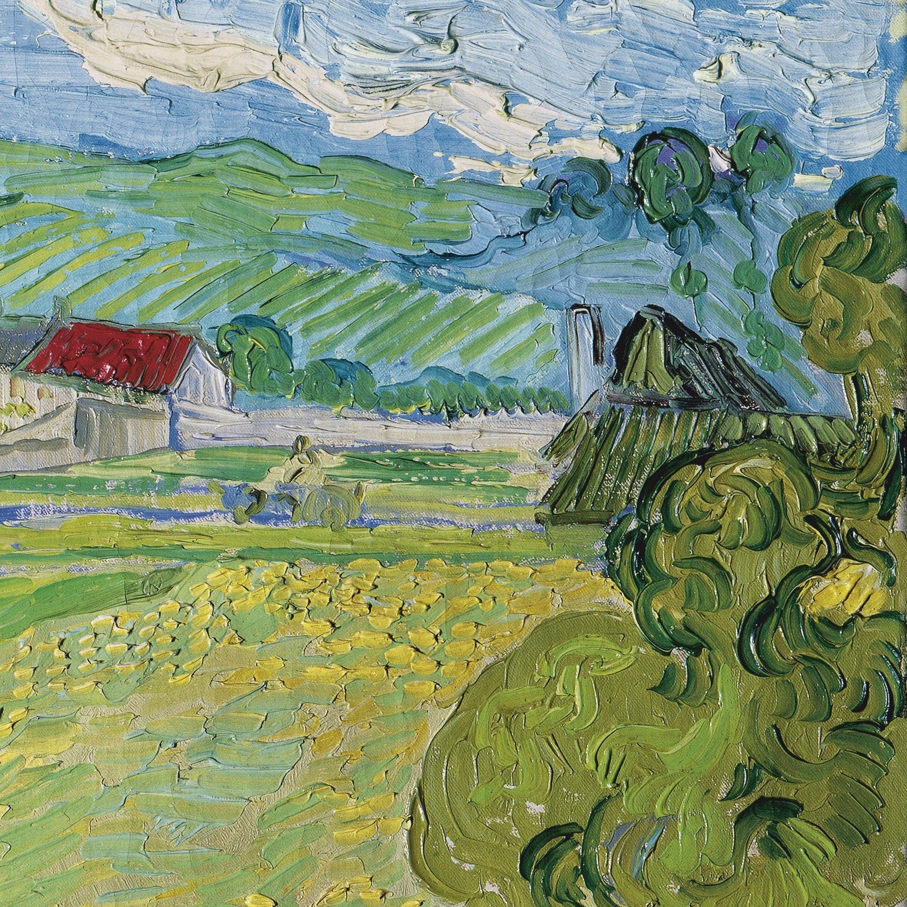 Les Vessenots in Auvers by Vincent Van Gogh, 3d Printed with texture and brush strokes looks like original oil painting