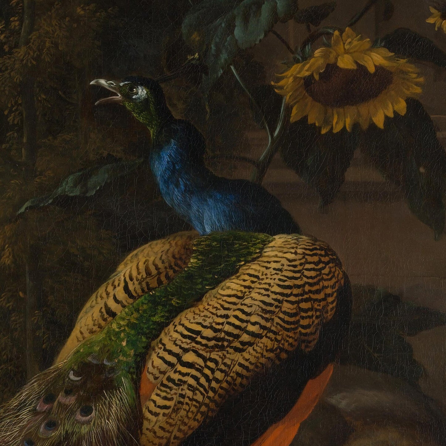 Peacocks by Melchior D'Hondecoeter, 3d Printed with texture and brush strokes looks like original oil painting