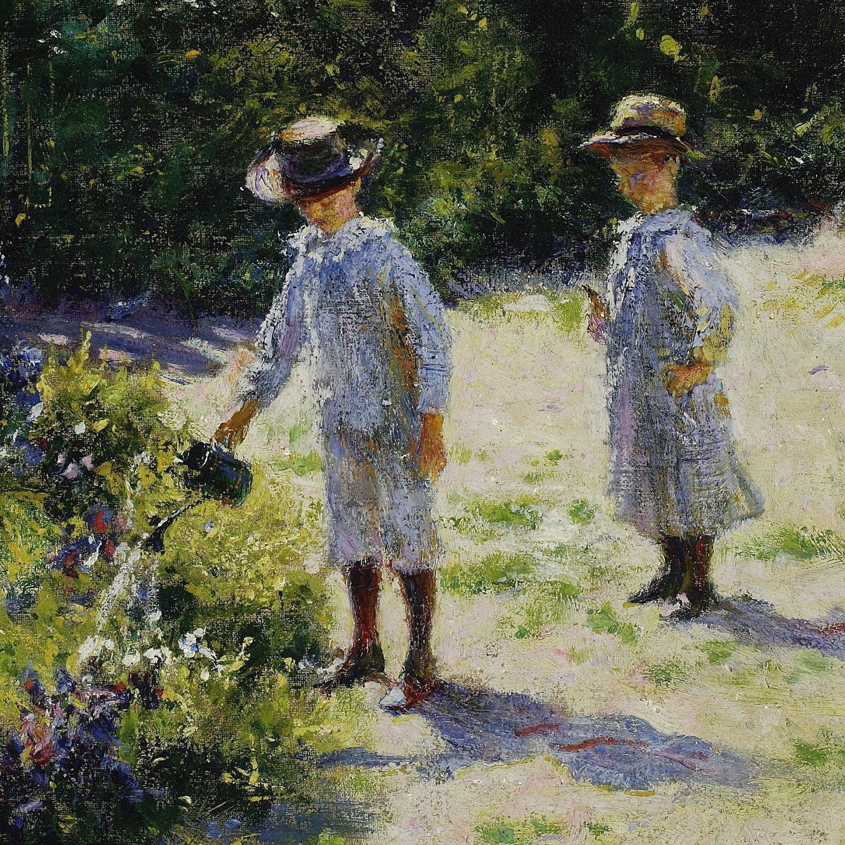 Children in the Garden by Wladyslaw Podkowinski, 3d Printed with texture and brush strokes looks like original oil painting