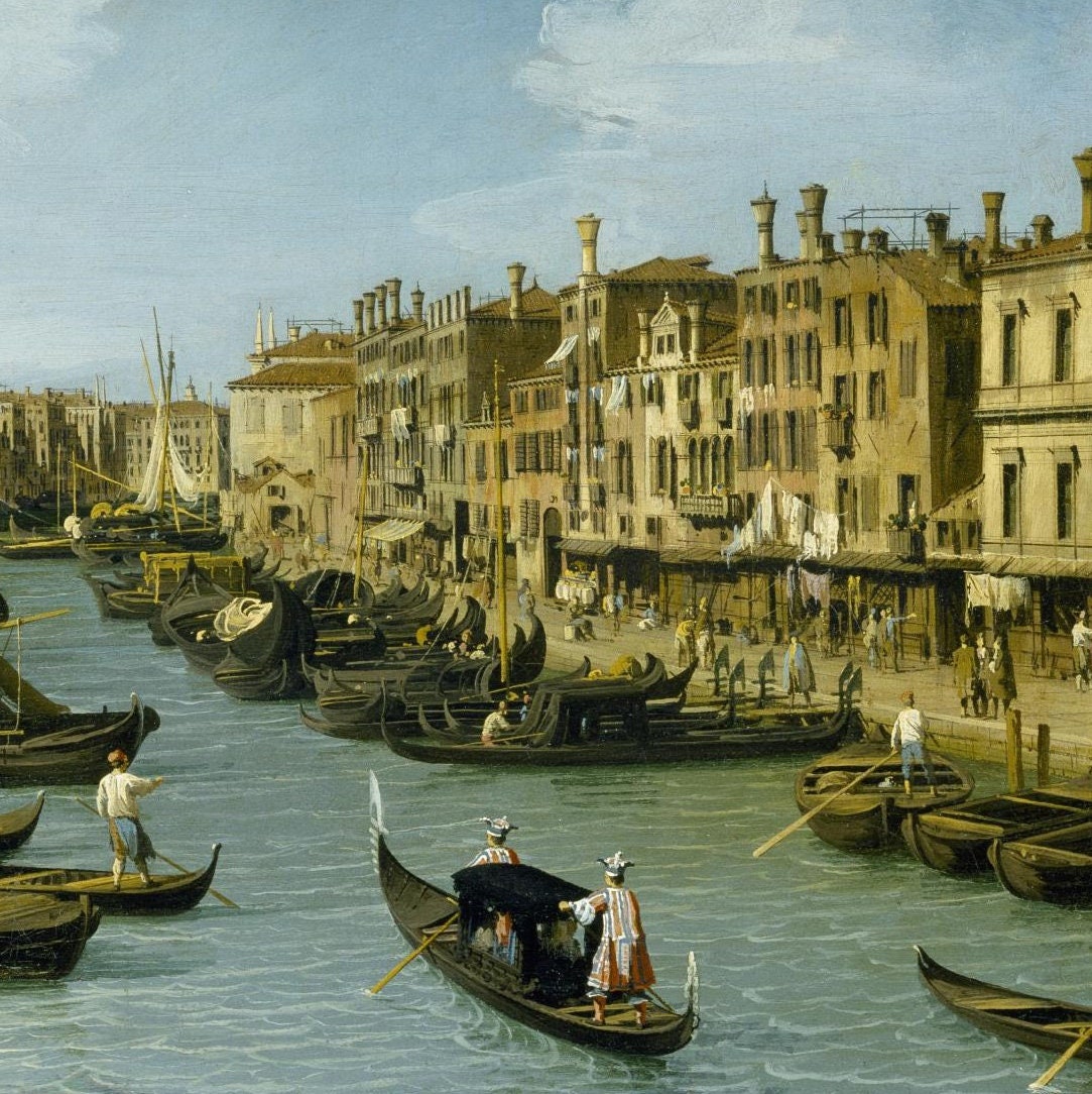 Canaletto's Grand Canal: 3D Textured Print - Venice Art