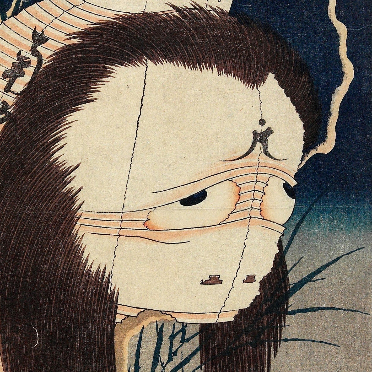 Hokusai Lantern Ghost Print: Textured 3D Japanese Art