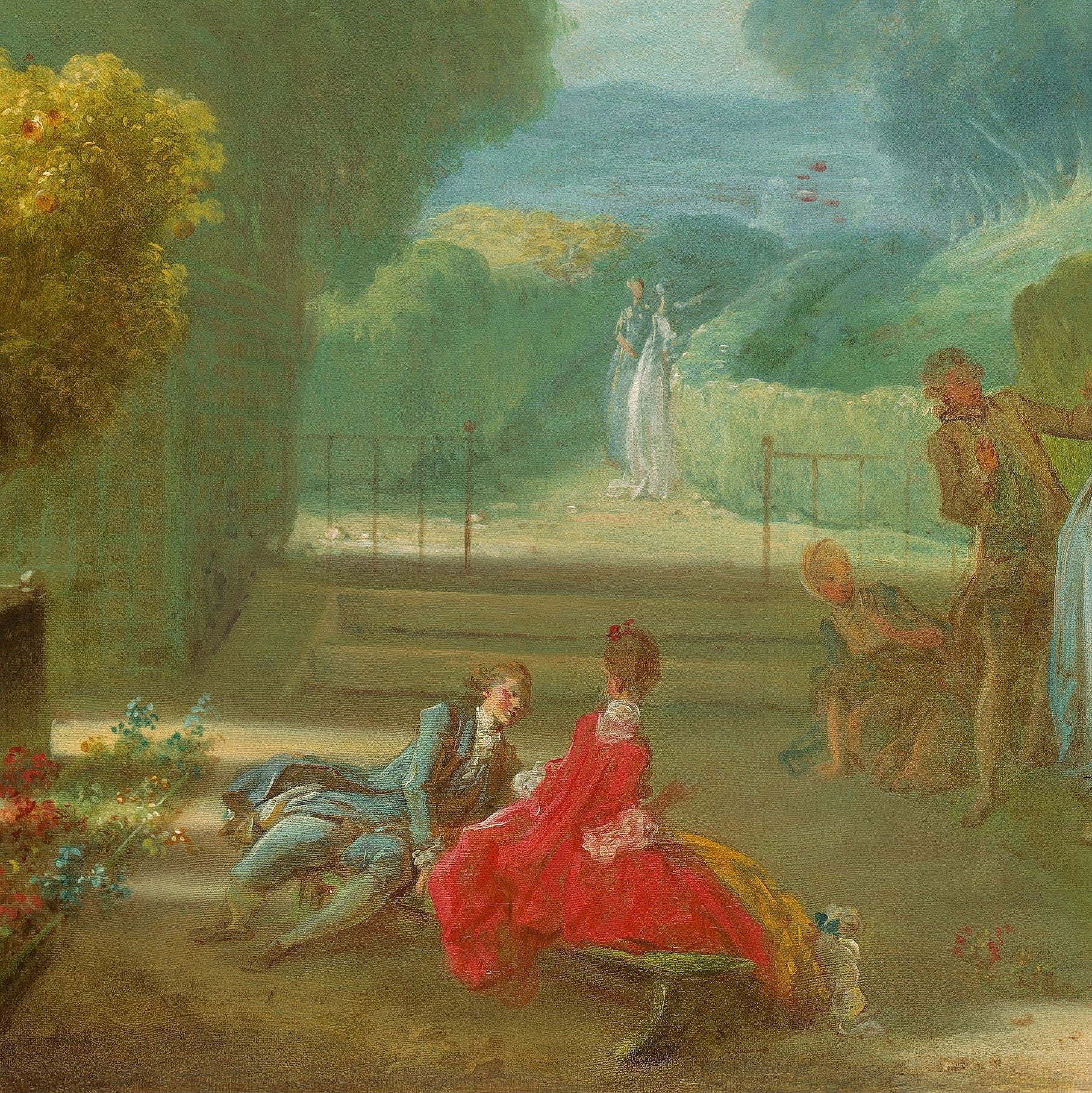 Fragonard Painting: A Game of Hot Cockles, 3D Textured Print