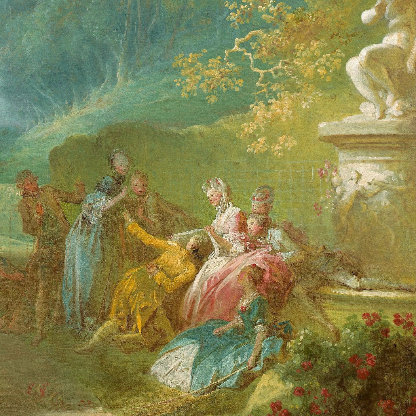 Fragonard Painting: A Game of Hot Cockles, 3D Textured Print