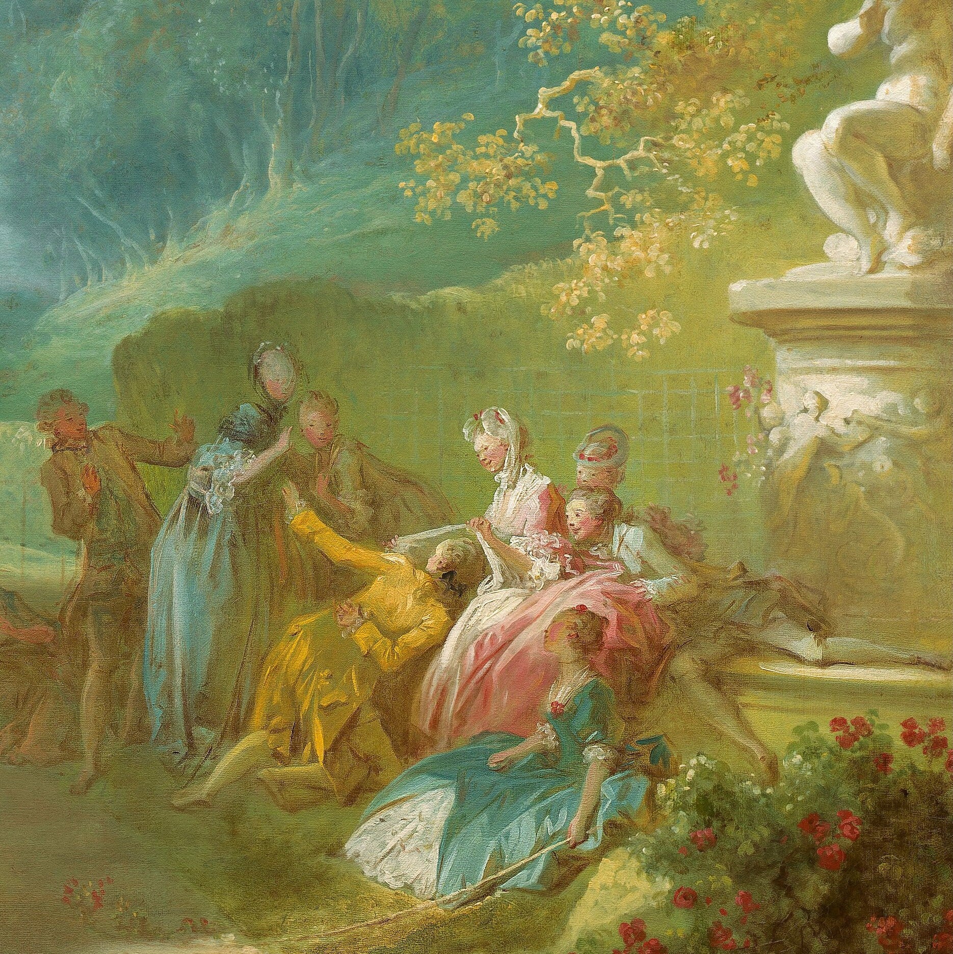 Fragonard Painting: A Game of Hot Cockles, 3D Textured Print
