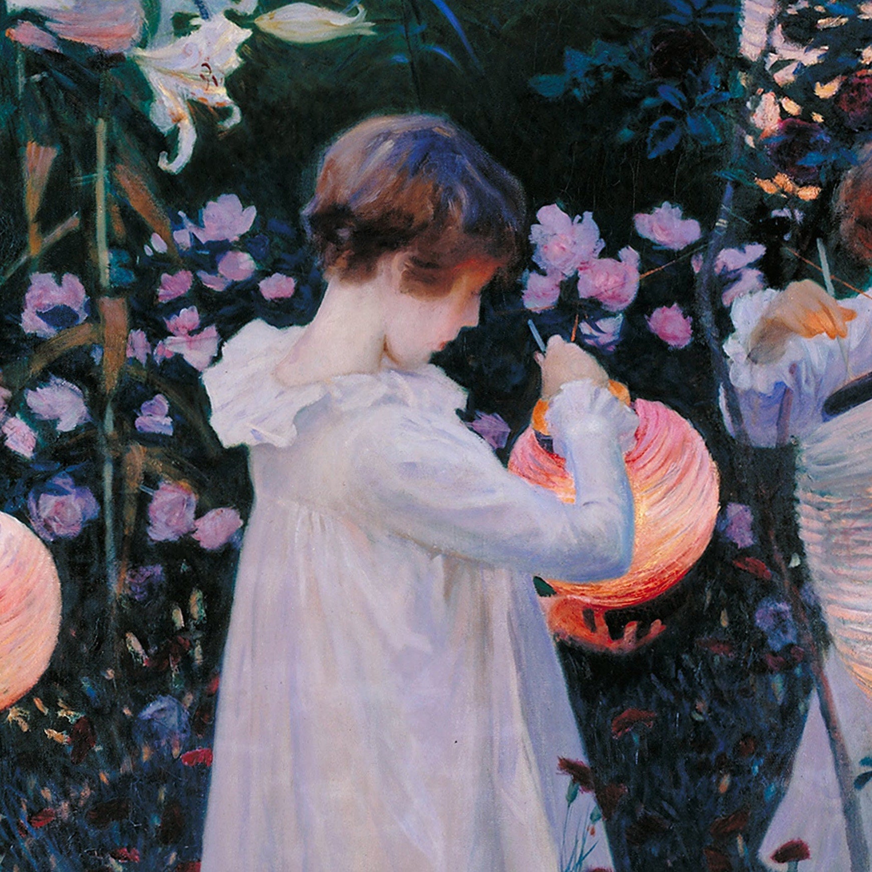 Carnation, Lily, Rose 3D Print: John Singer Sargent Textured Oil Painting