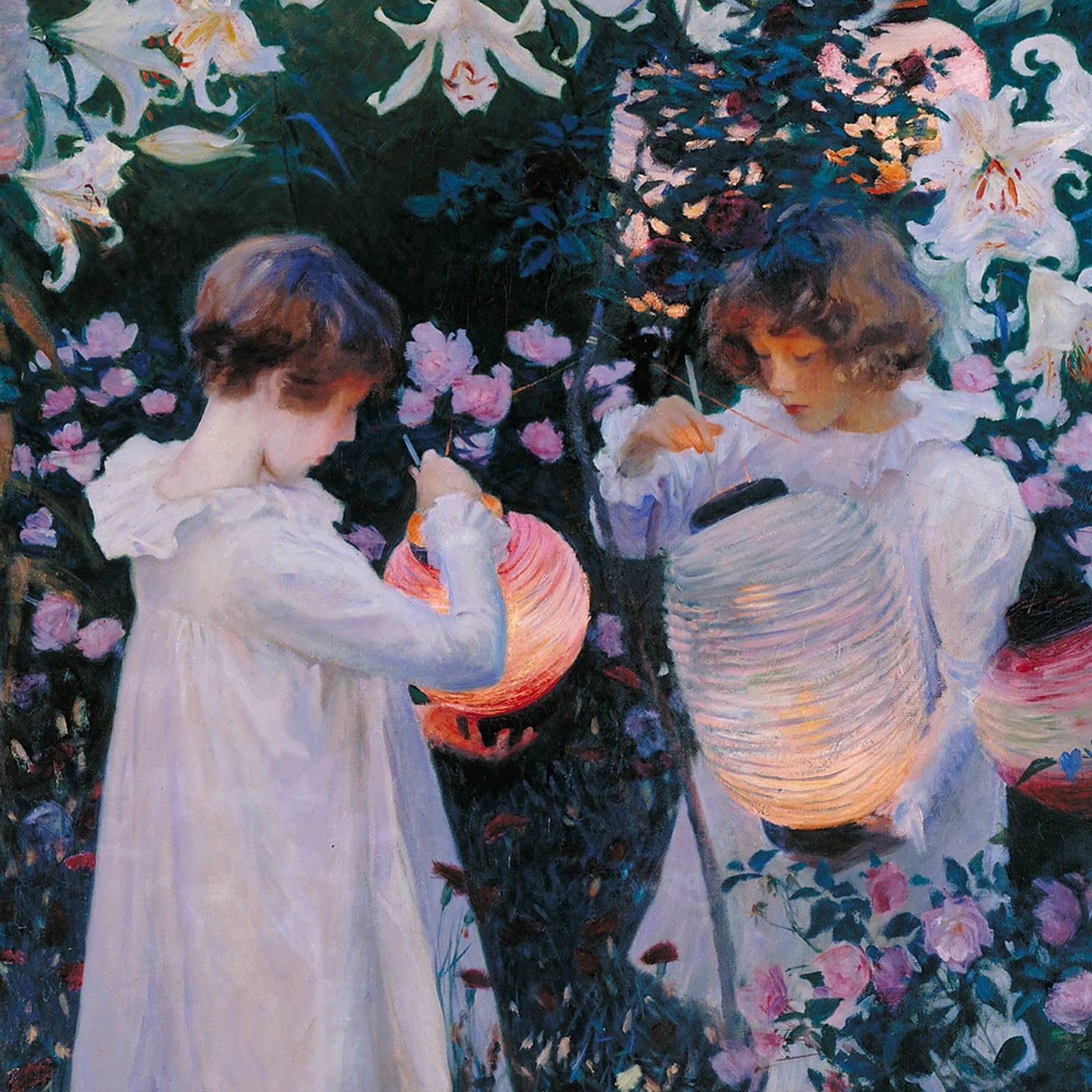 Carnation, Lily, Rose 3D Print: John Singer Sargent Textured Oil Painting