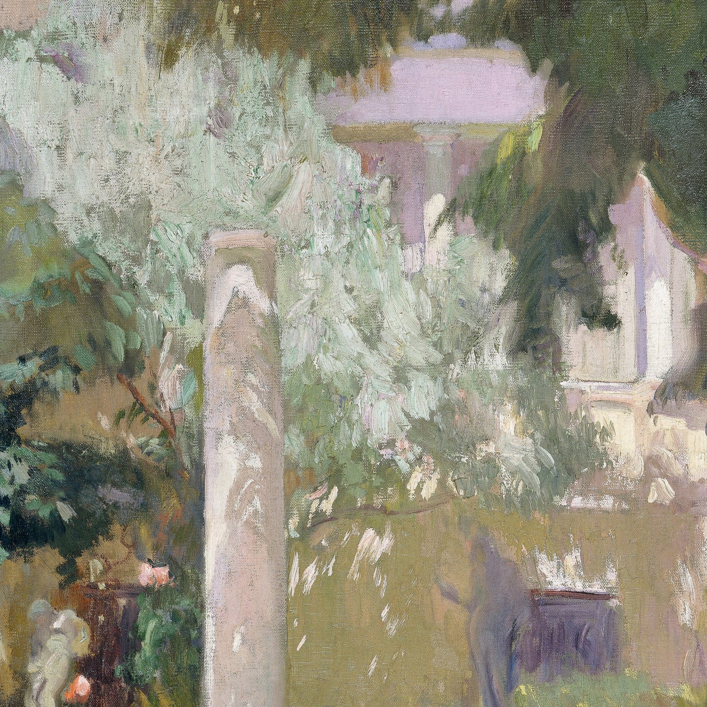 The Gardens at the Sorolla Family by Joaquin Sorolla, 3d Printed with texture and brush strokes looks like original oil painting