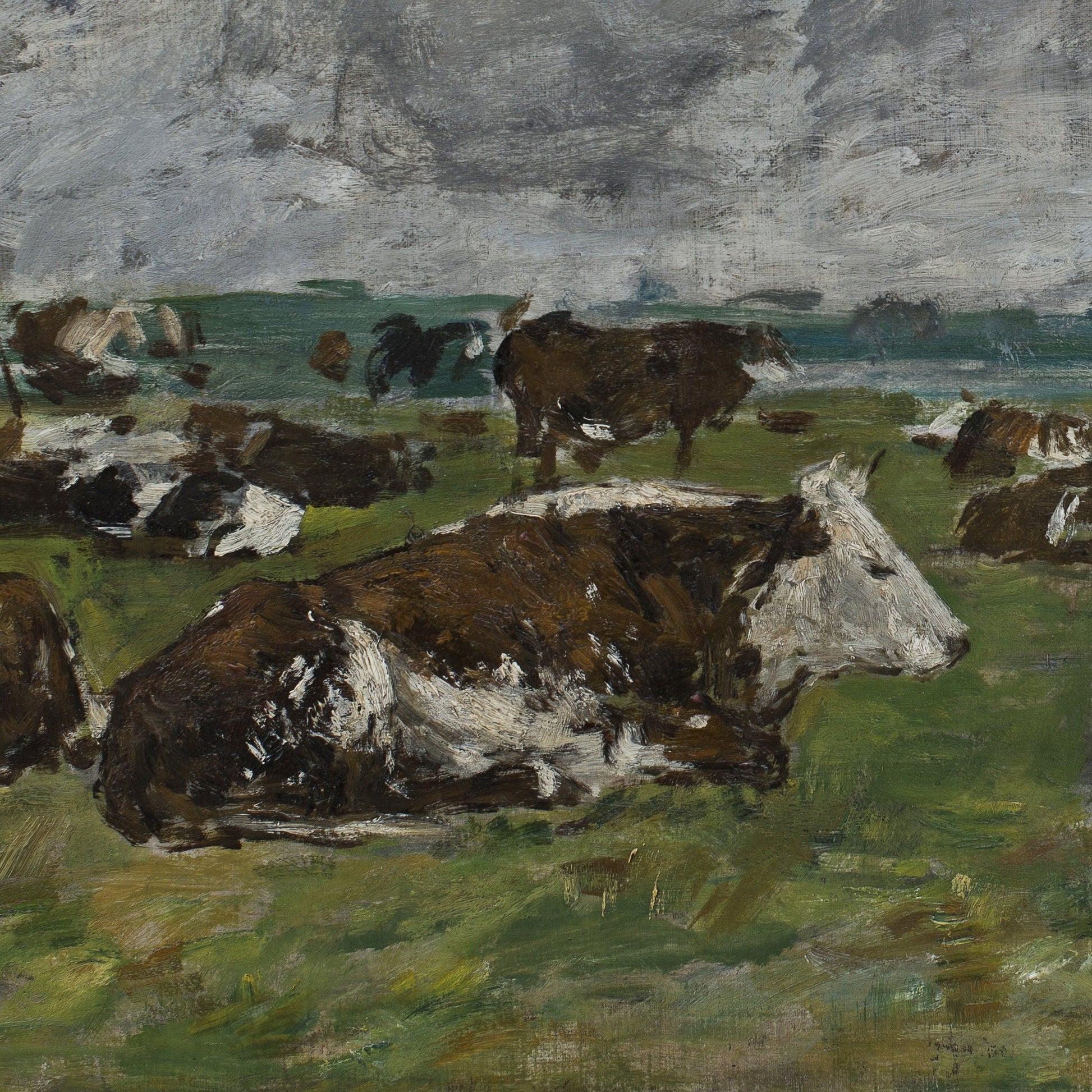 Eugene Boudin Cow Painting: 3D Textured Print on Canvas