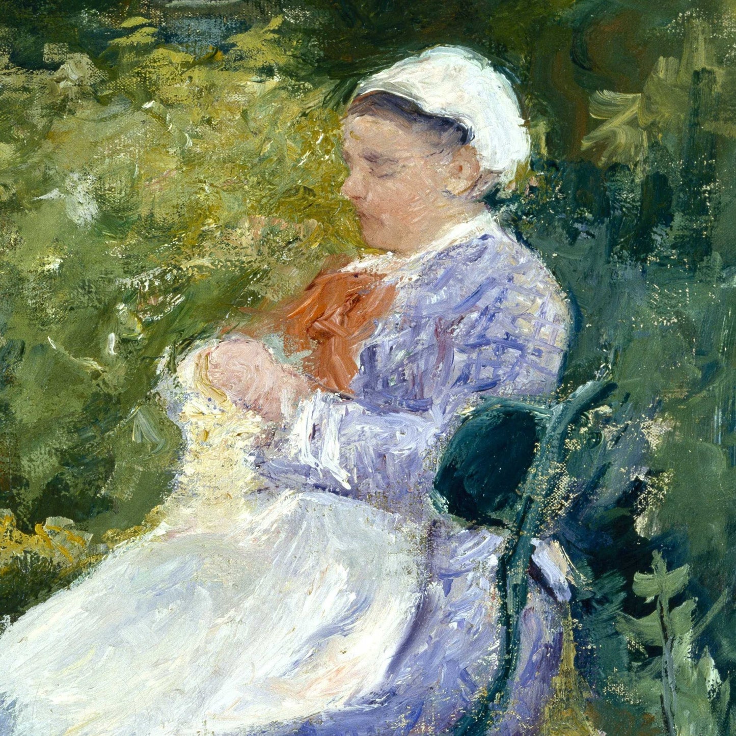 Children in a Garden The Nurse by Mary Cassatt, 3d Printed with texture and brush strokes looks like original oil painting