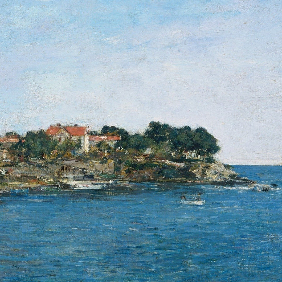 Beaulieu The Bay of Fourmis by Eugène Boudin, 3d Printed with texture and brush strokes looks like original oil-painting, code:208