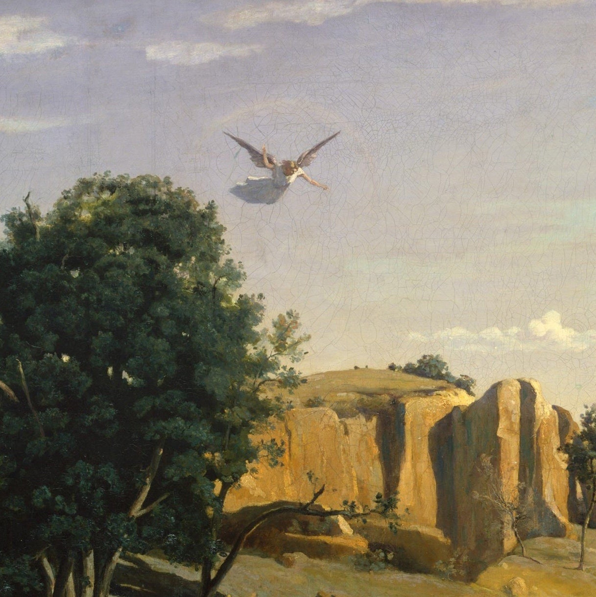Hagar in the Wilderness 3D Print: Jean-Baptiste Camille Corot Textured Oil Painting