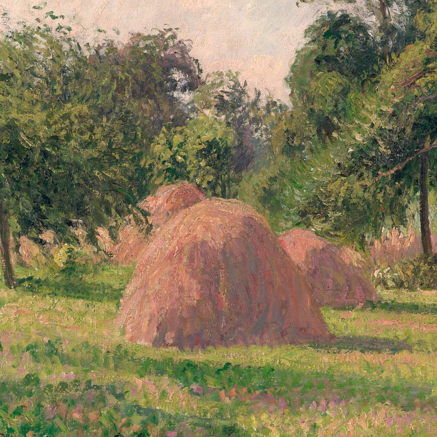 Haystacks, Morning, Éragny by Camille Pissarro, 3d Printed with texture and brush strokes looks like original oil painting.