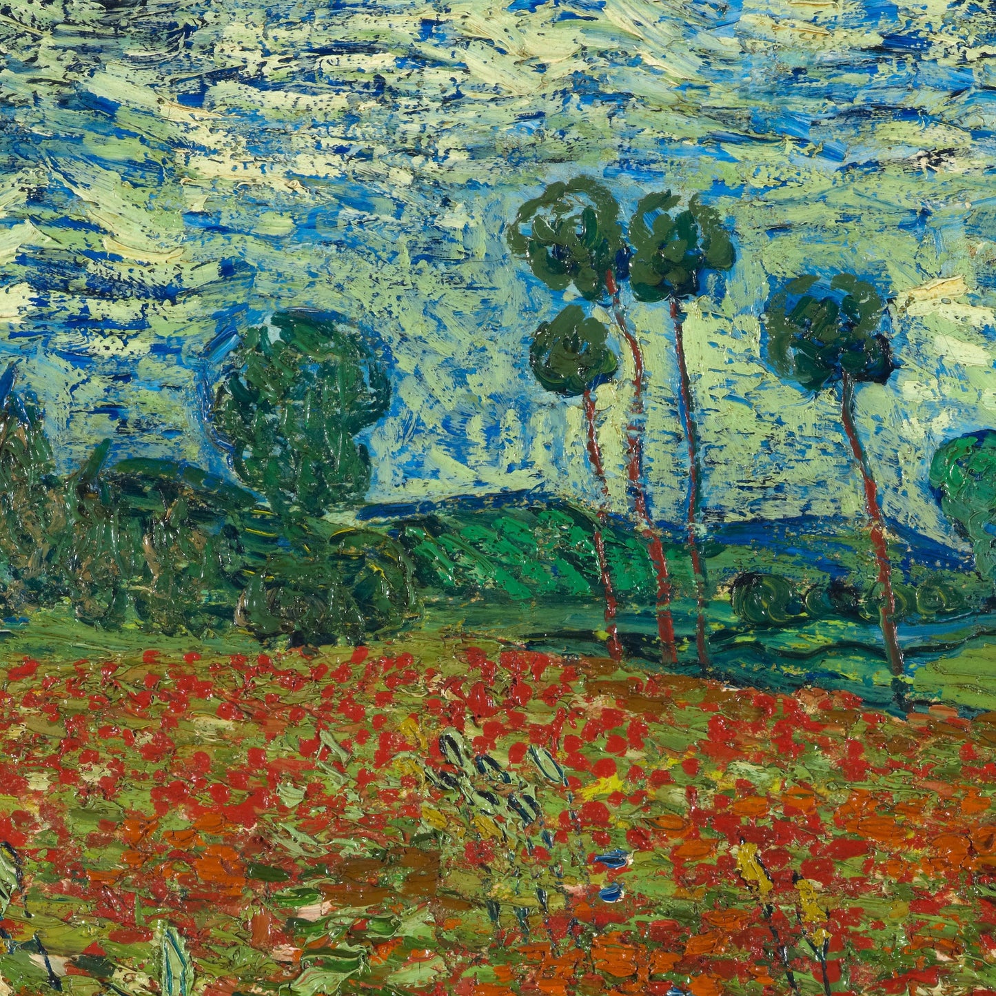 Van Gogh Poppy Field 3D Print: Textured Brushstrokes Art Reproduction
