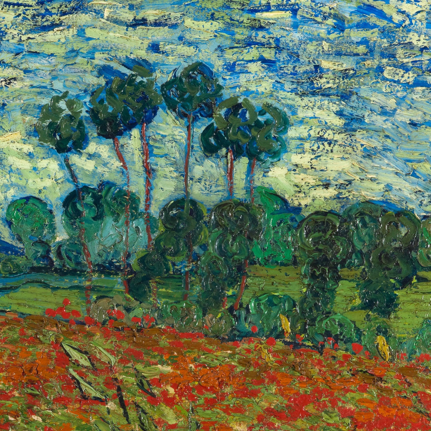 Van Gogh Poppy Field 3D Print: Textured Brushstrokes Art Reproduction