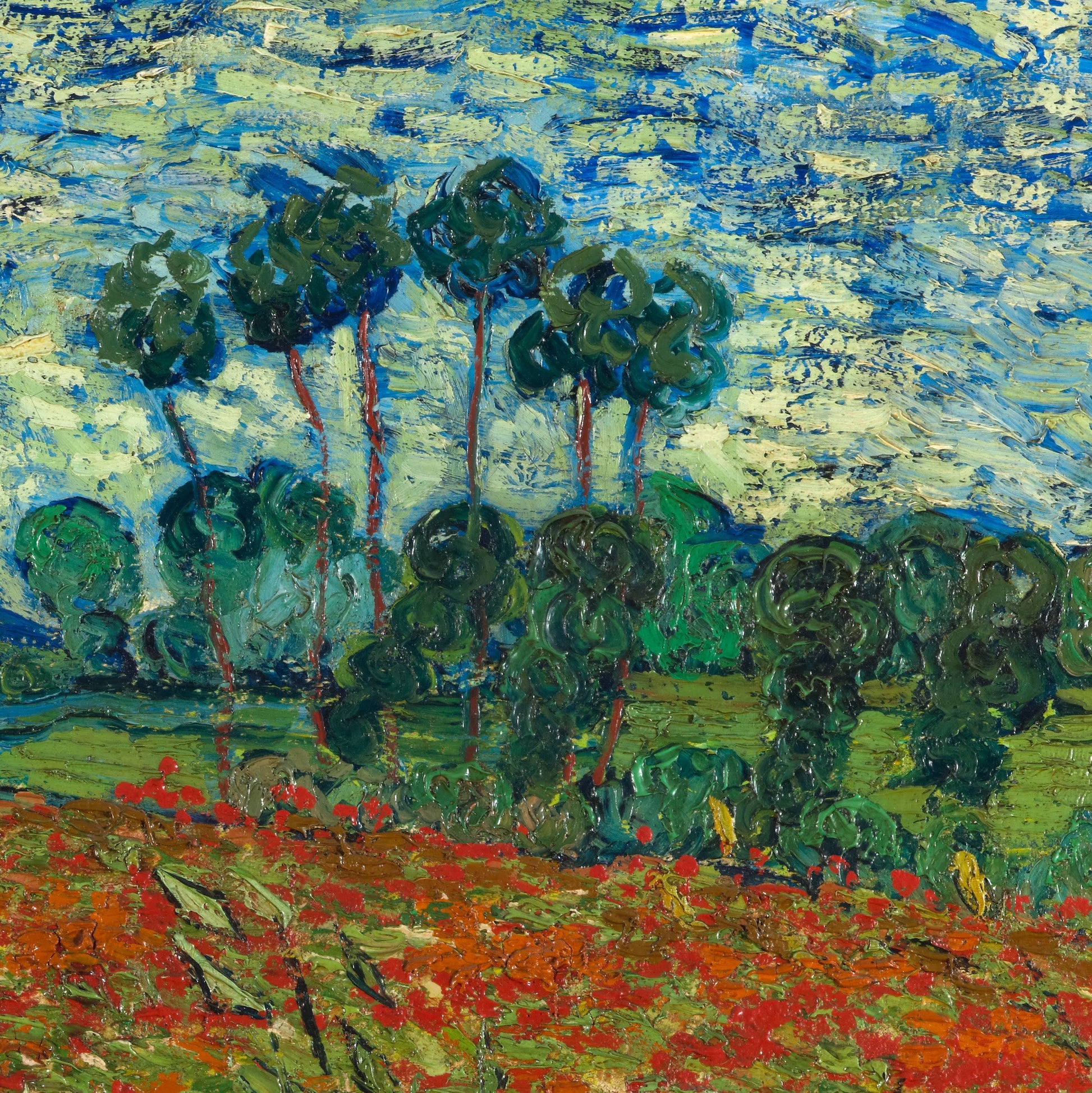 Van Gogh Poppy Field 3D Print: Textured Brushstrokes Art Reproduction