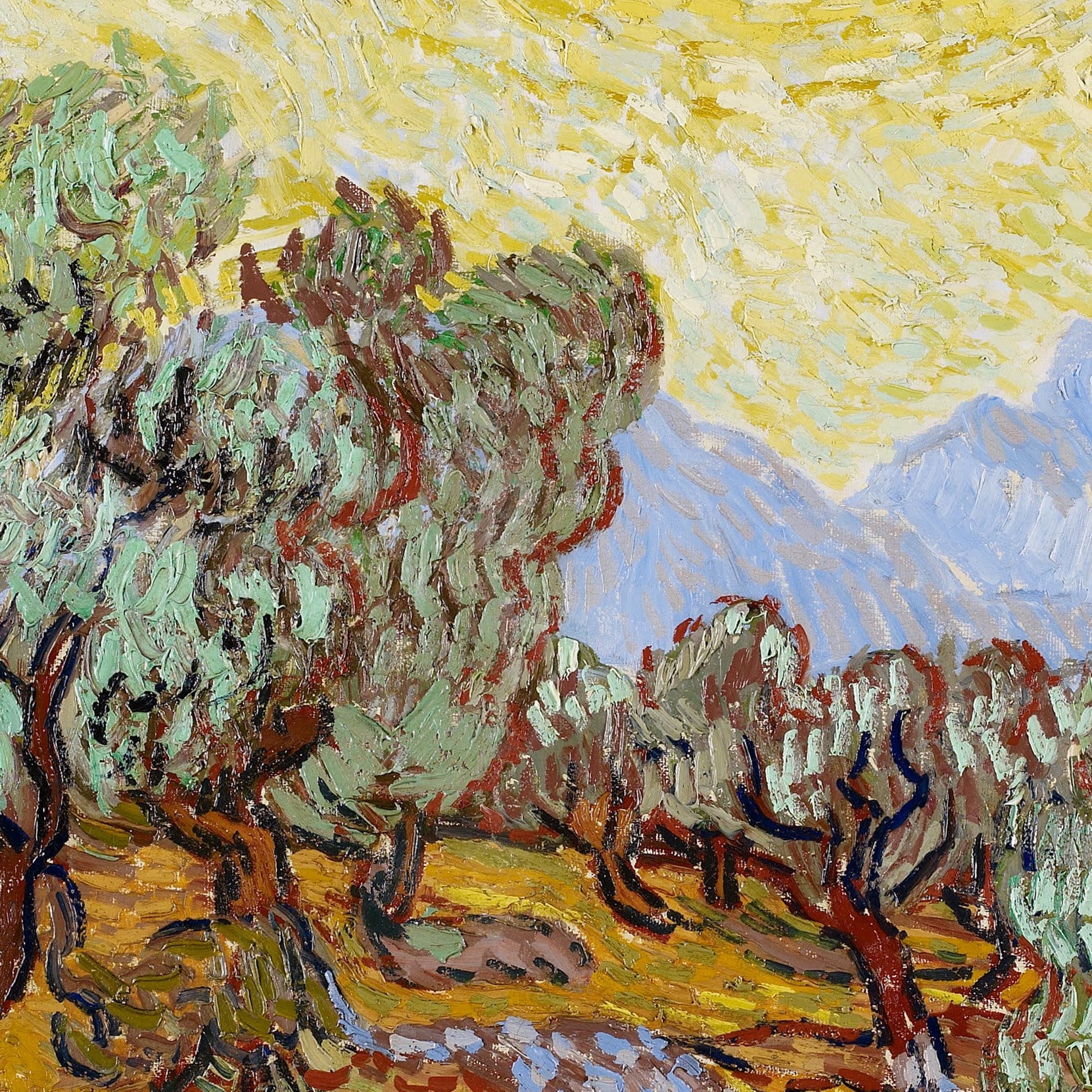 Van Gogh Olive Trees 3D Print: Textured Brushstrokes Reproduction