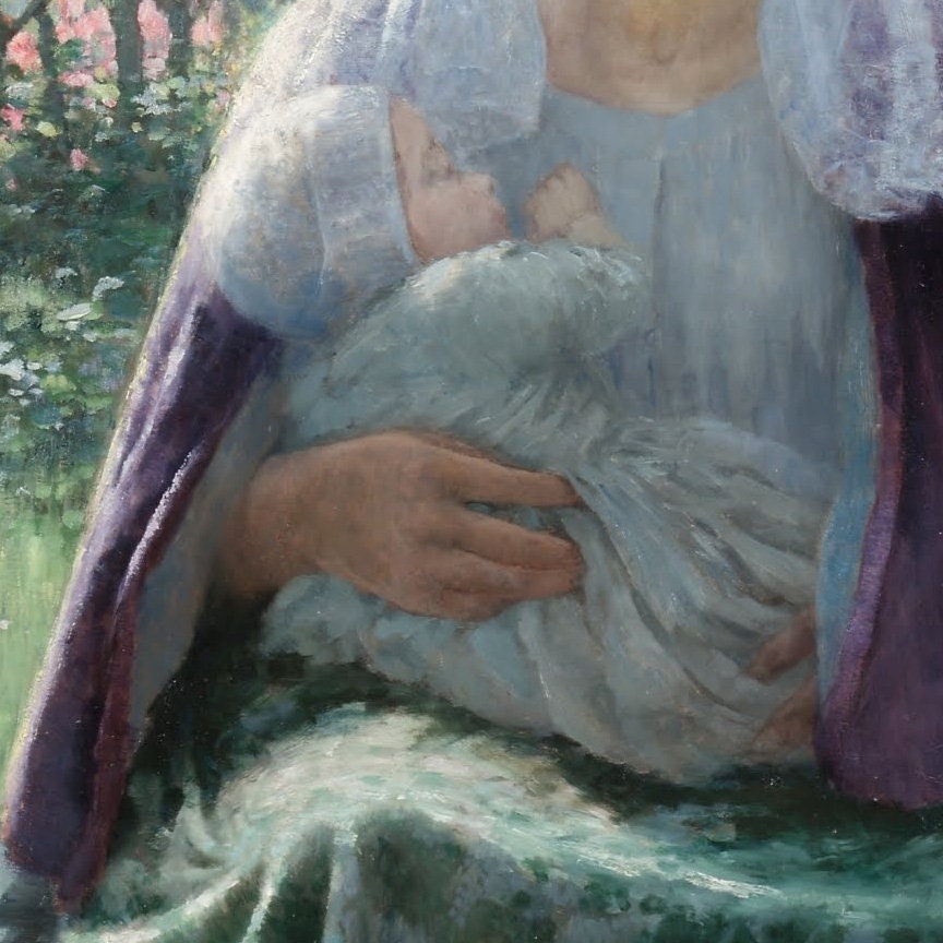 The Blessed Mother 3D Print by George Hitchcock: Textured Oil Painting Replica