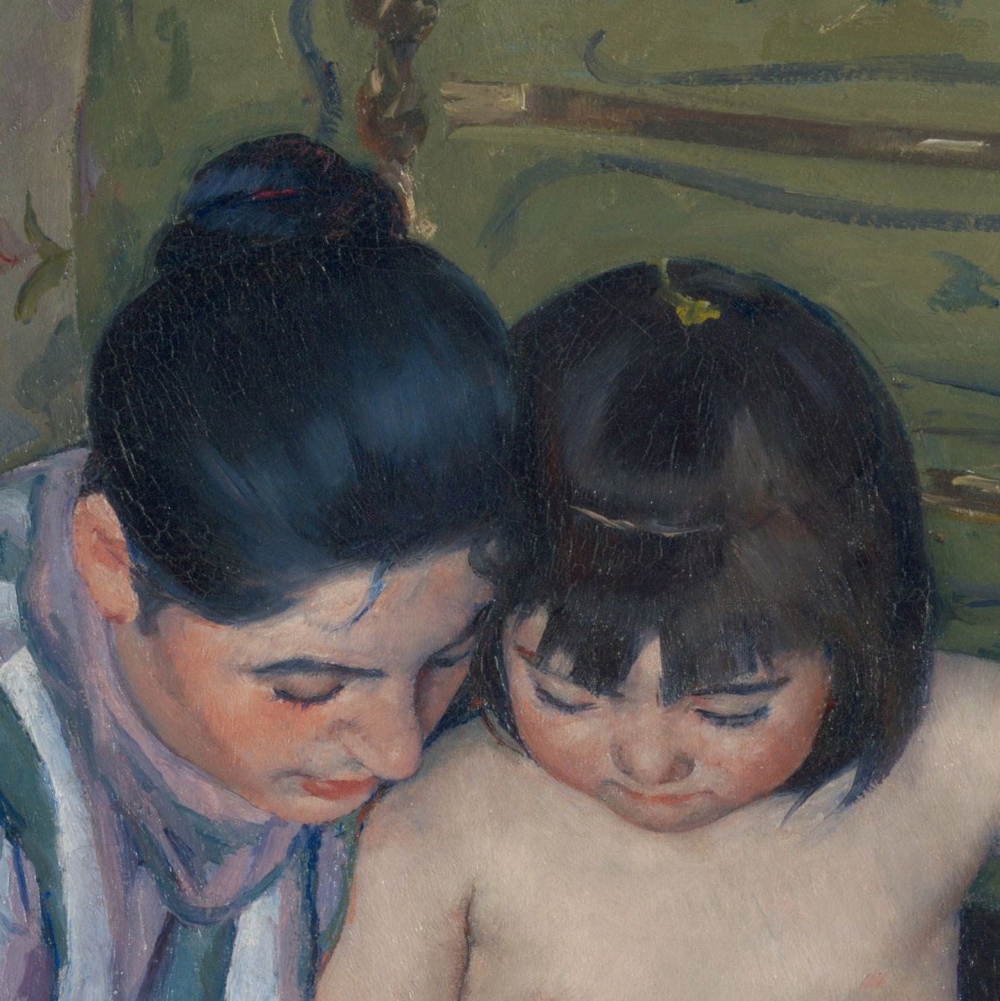 The Child's Bath by Mary Cassatt, 3d Printed with texture and brush strokes looks like original oil painting.