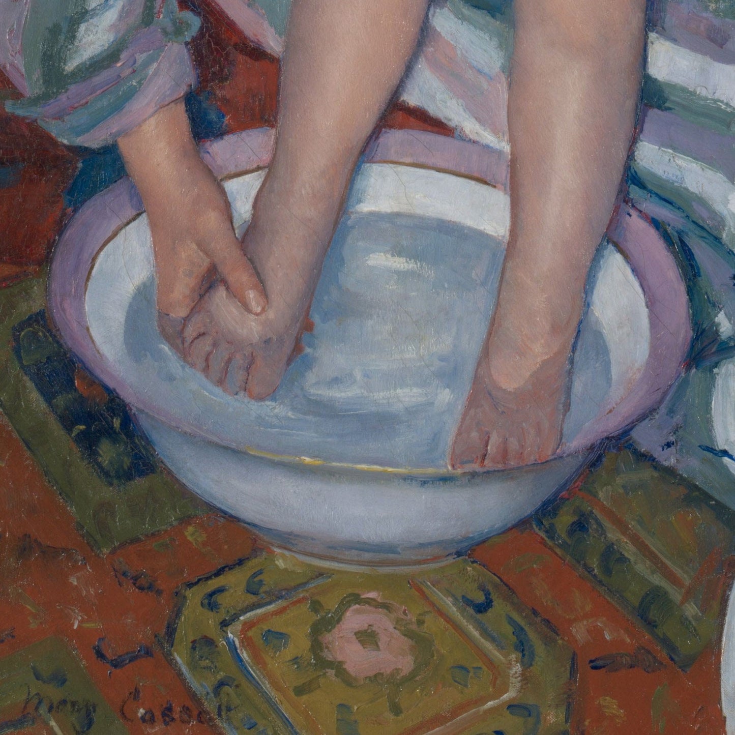 The Child's Bath by Mary Cassatt, 3d Printed with texture and brush strokes looks like original oil painting.