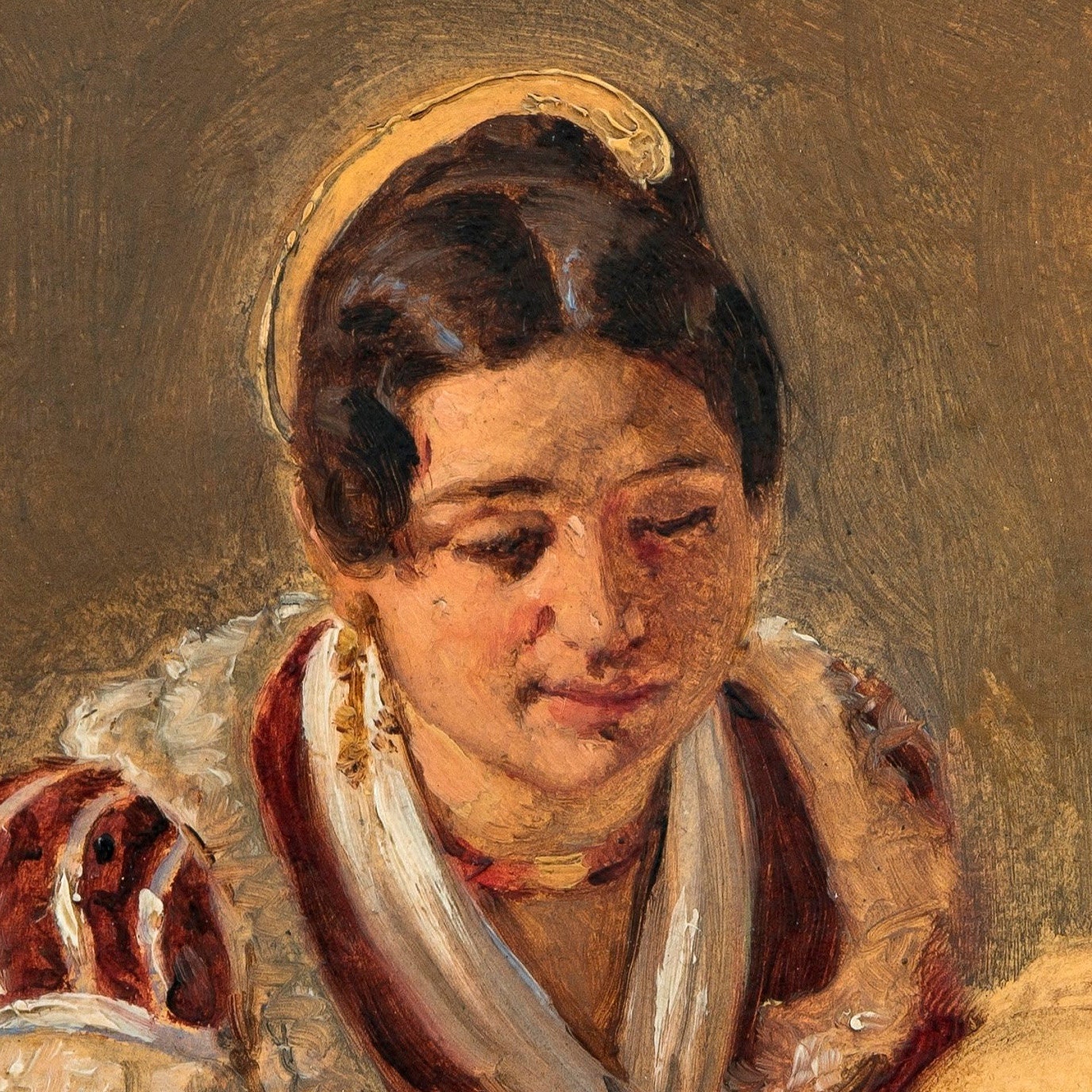 Wilhelm Marstrand Painting: Roman Woman with Child, 3D Textured Print