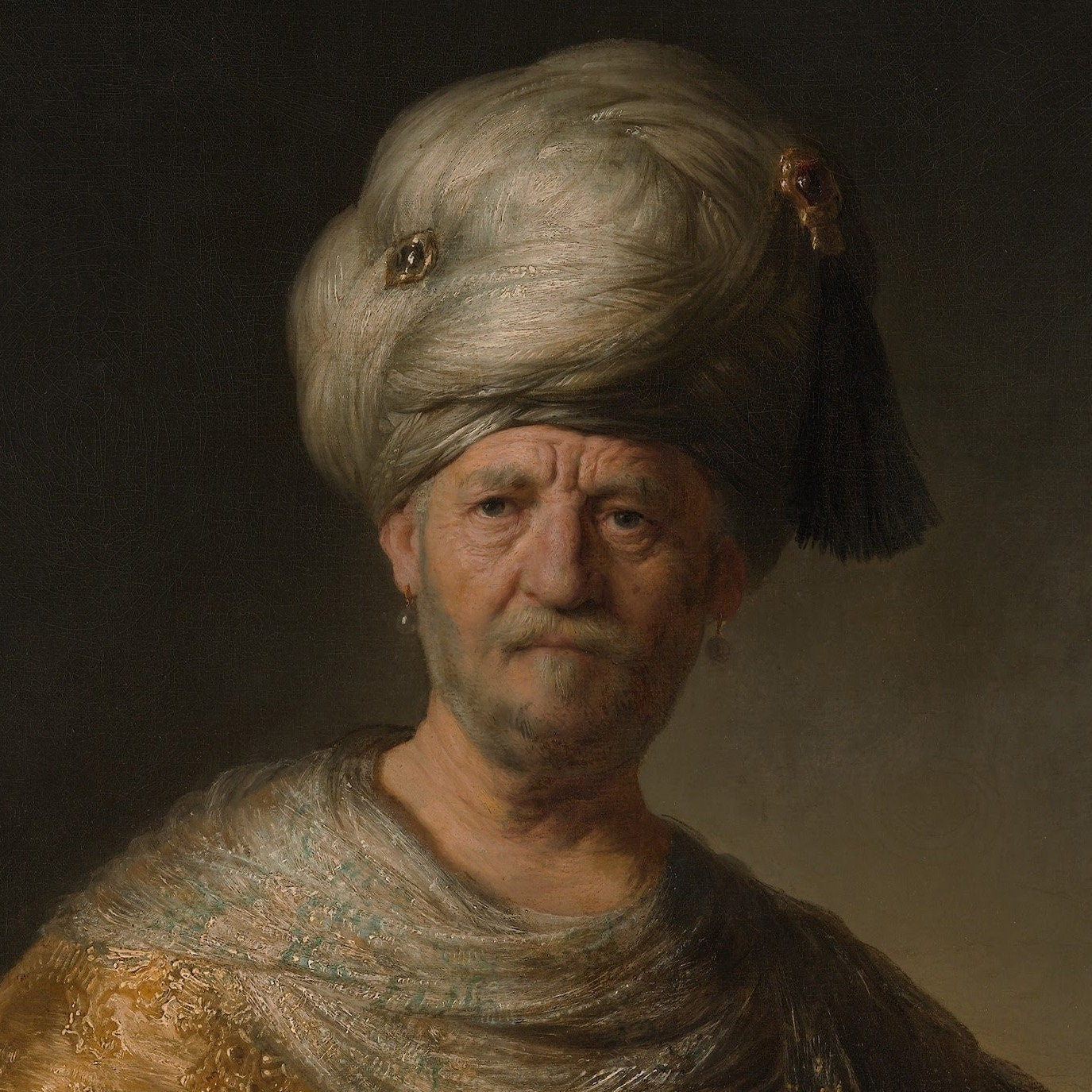 Man in Oriental Costume by Rembrandt, 3d Printed with texture and brush strokes looks like original oil painting.