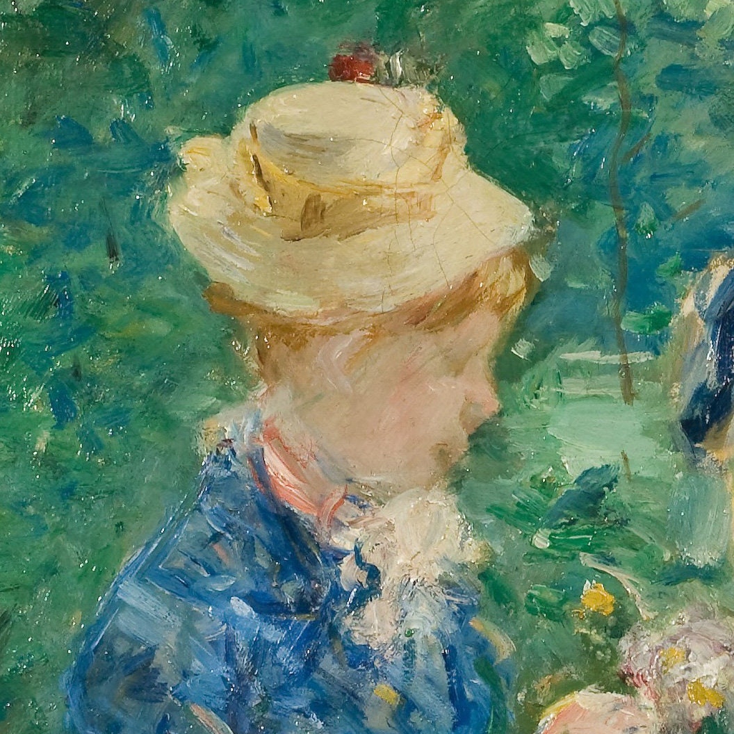 In the Bois de Boulogne by Berthe Morisot, 3d Printed with texture and brush strokes looks like original oil painting.