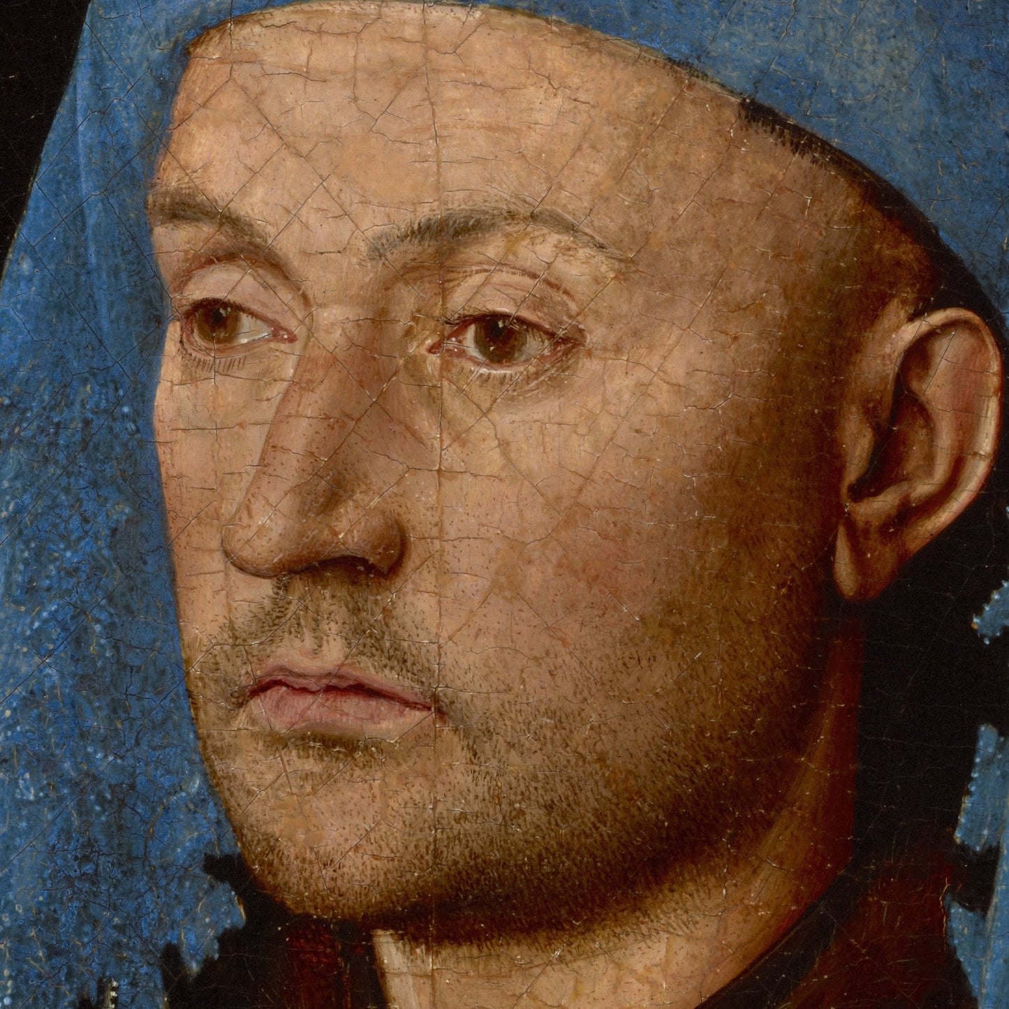 Man in a Blue Cap by Jan Van Eyck, 3d Printed with texture and brush strokes looks like original oil painting.