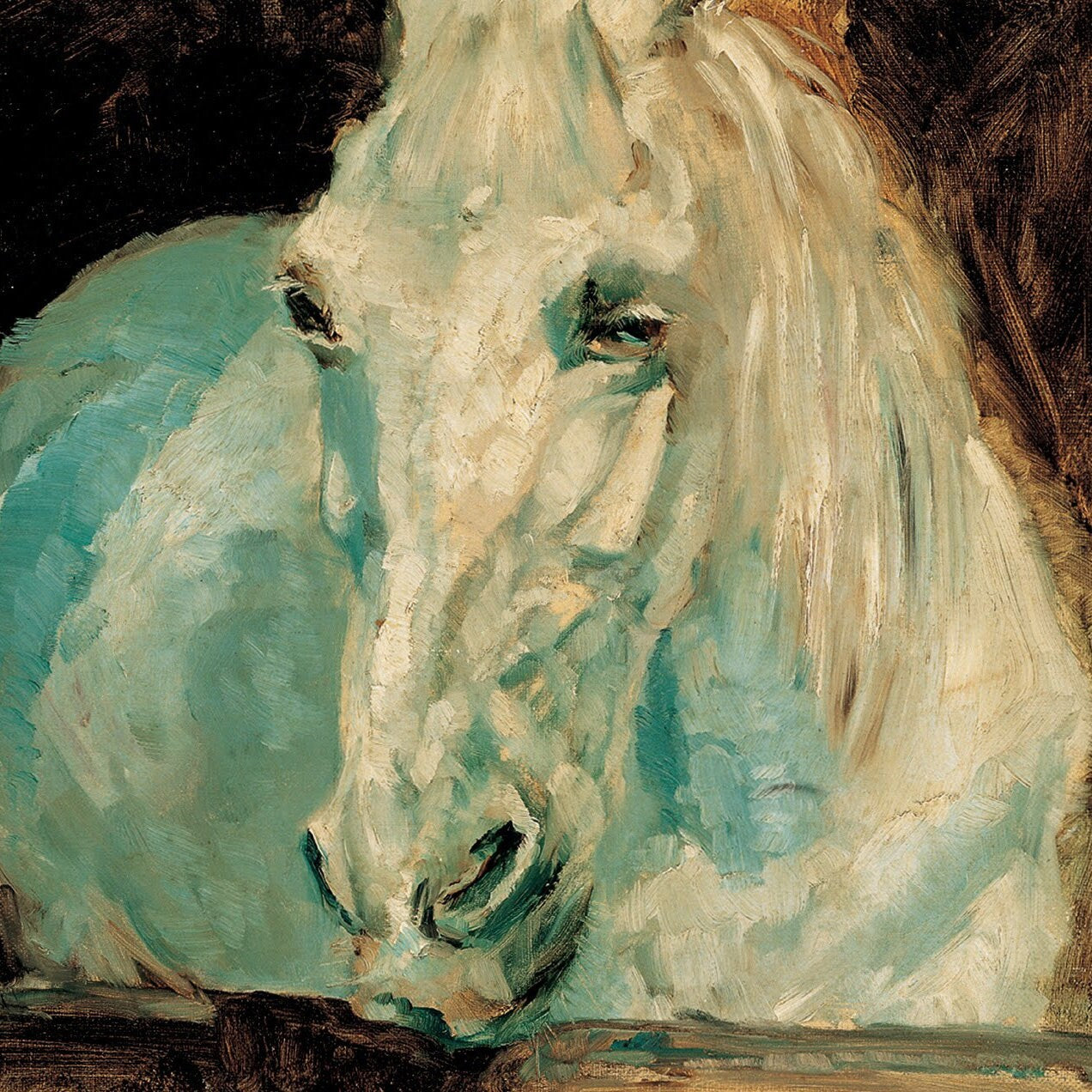 Toulouse Lautrec White Horse Gazelle 3D Print: Textured Oil Painting Replica