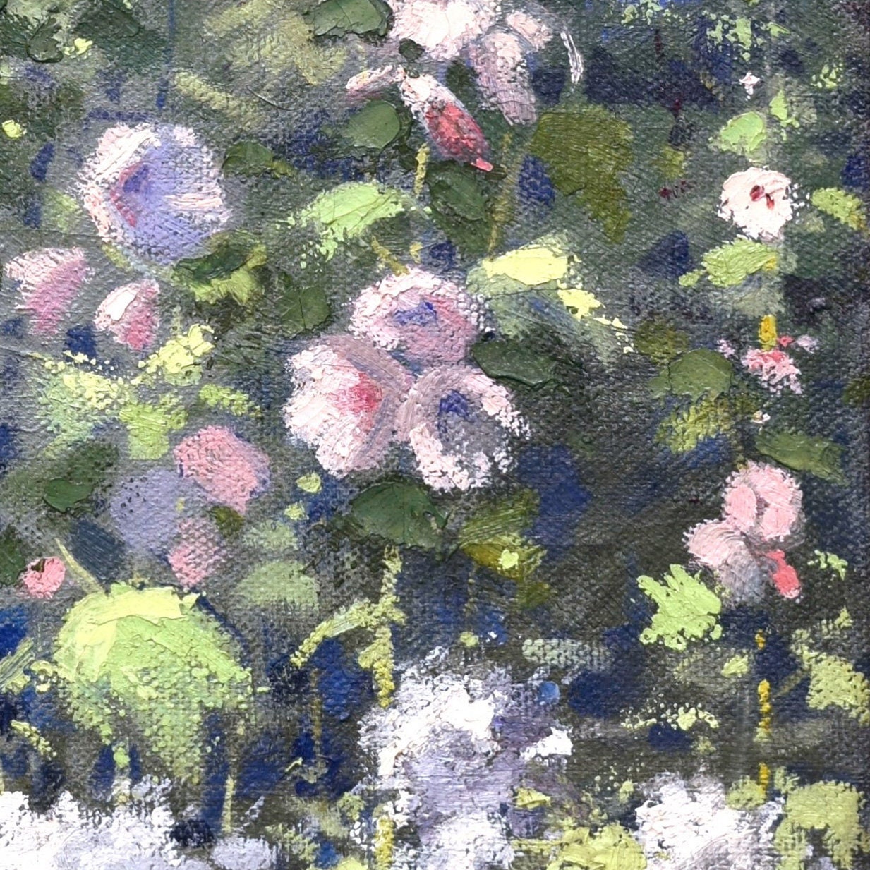 Hollyhocks by Mary Hiester Reid, 3d Printed with texture and brush strokes looks like original oil painting.