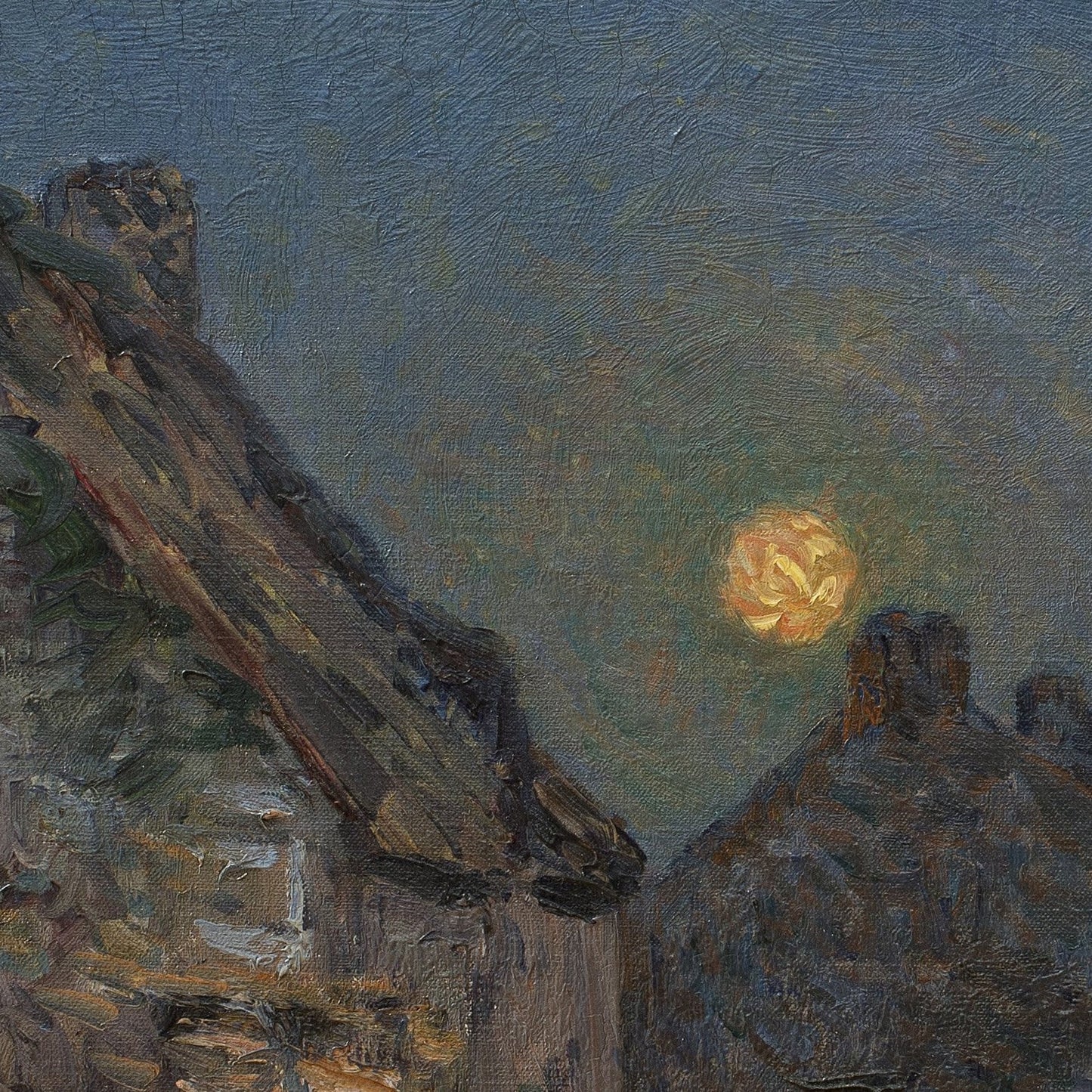 Lever de lune en Bretagne by Maxime Maufra, 3d Printed with texture and brush strokes looks like original oil painting