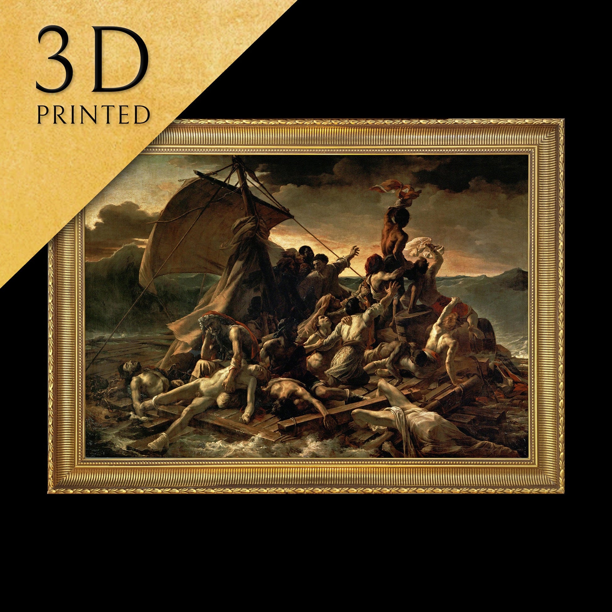 The Raft of the Medusa by Theodore Gericault, 3d Printed with texture and brush strokes looks like original oil painting