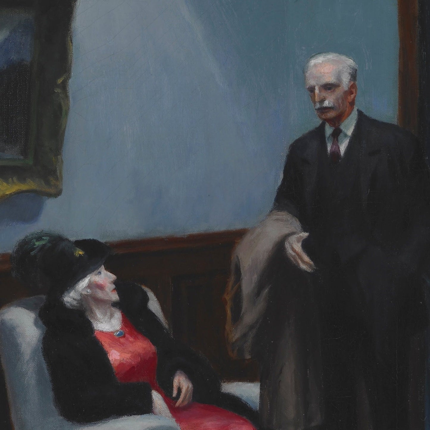 Edward Hopper - Hotel Lobby: 3D Textured Art Print