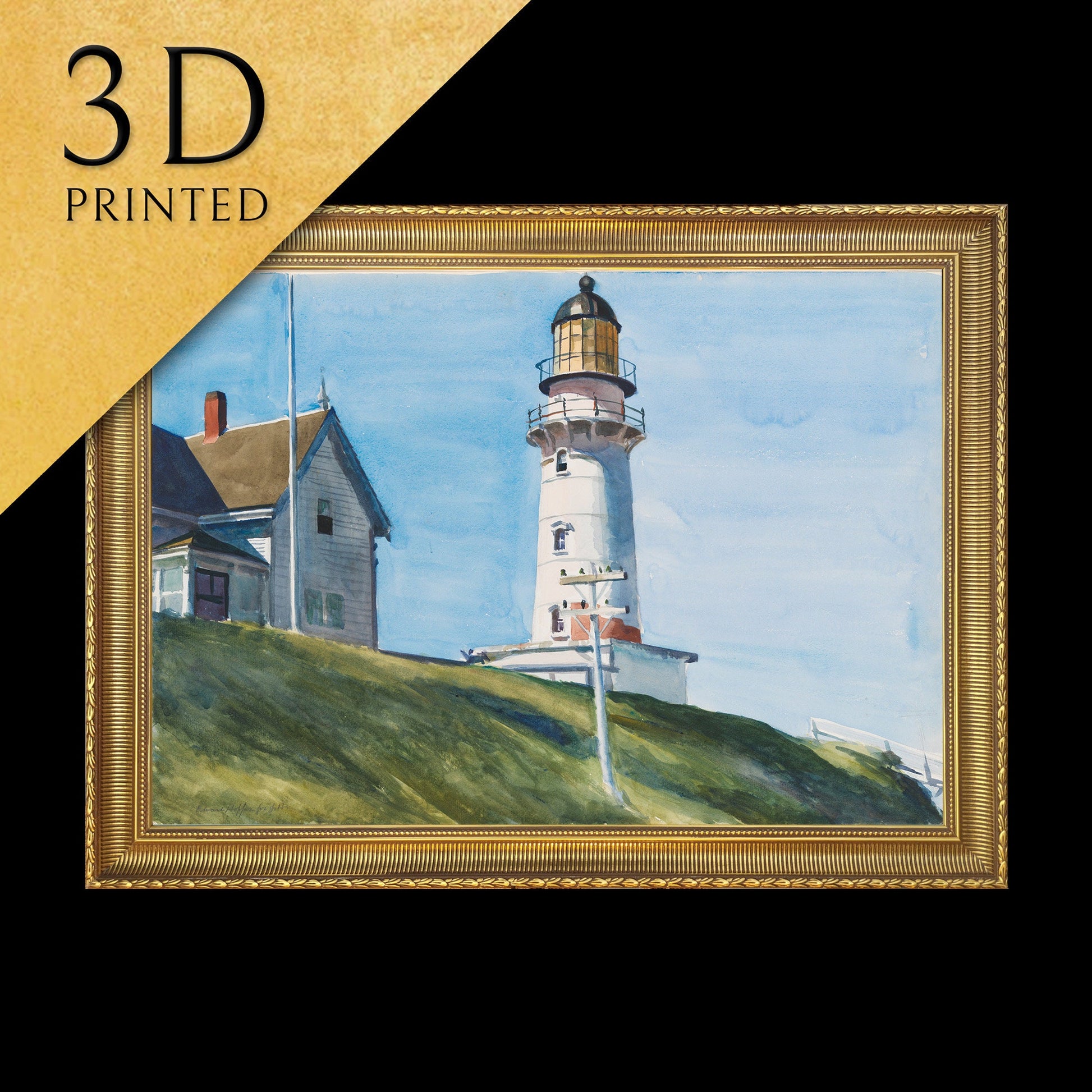 Light at Two Lights by Edward Hopper, 3d Printed with texture and brush strokes looks like original oil painting.