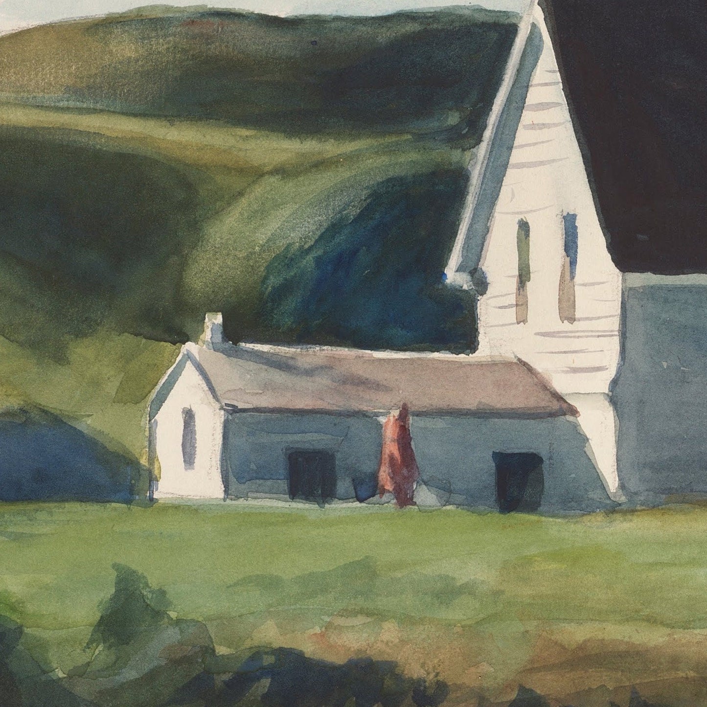 Edward Hopper Print: Hill and Houses, Cape Elizabeth, 3D Textured Art