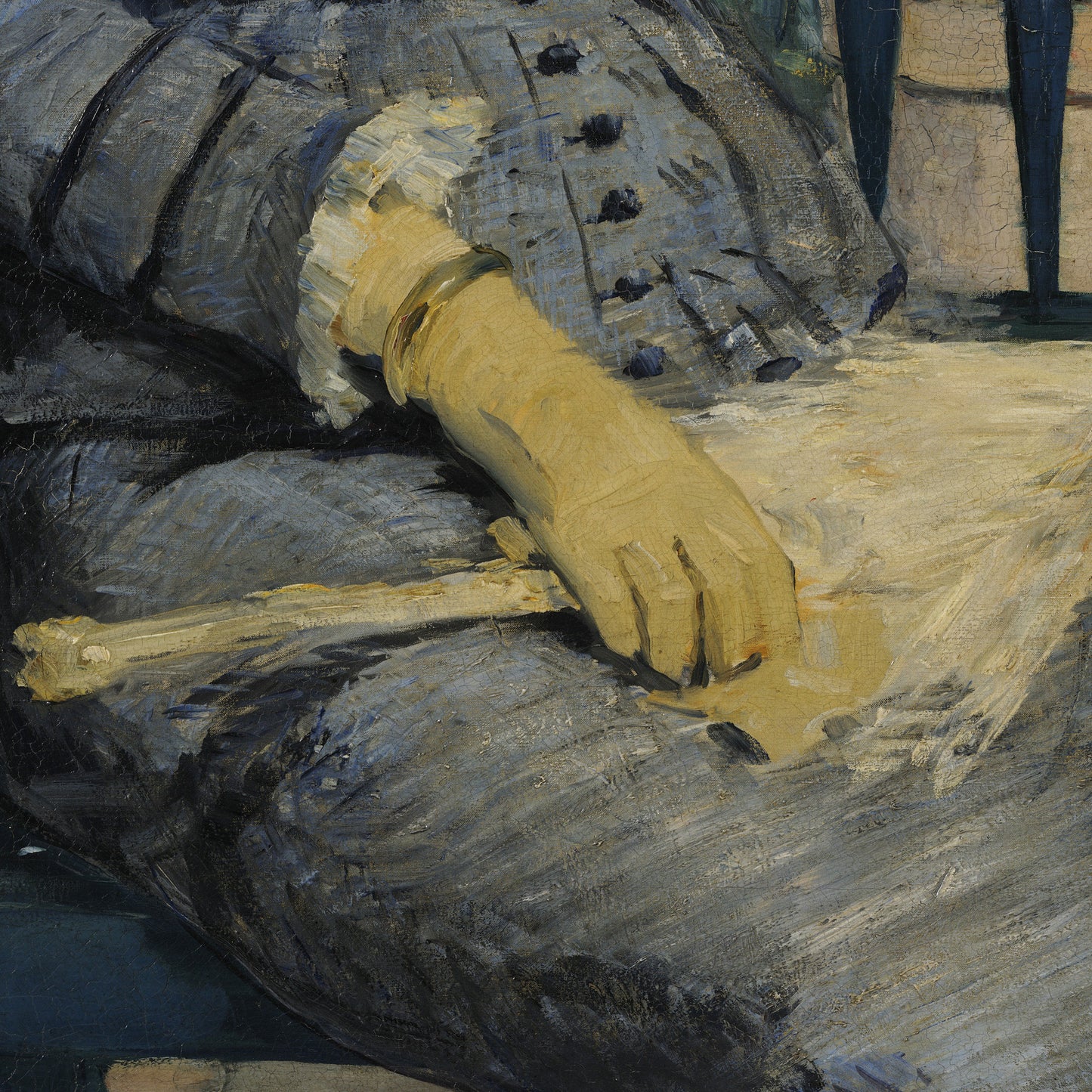 In the Conservatory by Edouard Manet, 3d Printed with texture and brush strokes looks like original oil painting.