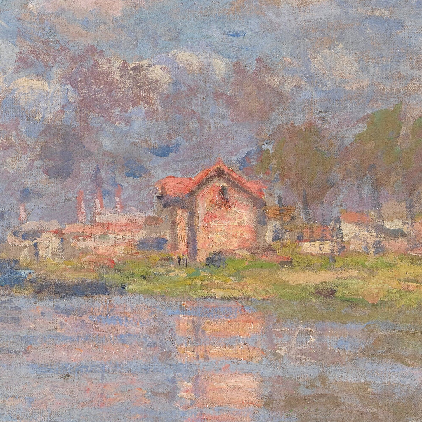 Spring by the Seine by Claude Monet, 3d Printed with texture and brush strokes looks like original oil painting.