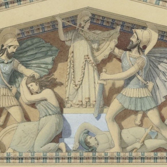 Temple T at Selinunte Print: Jacques Ignace Hittorff, 3D Textured Art