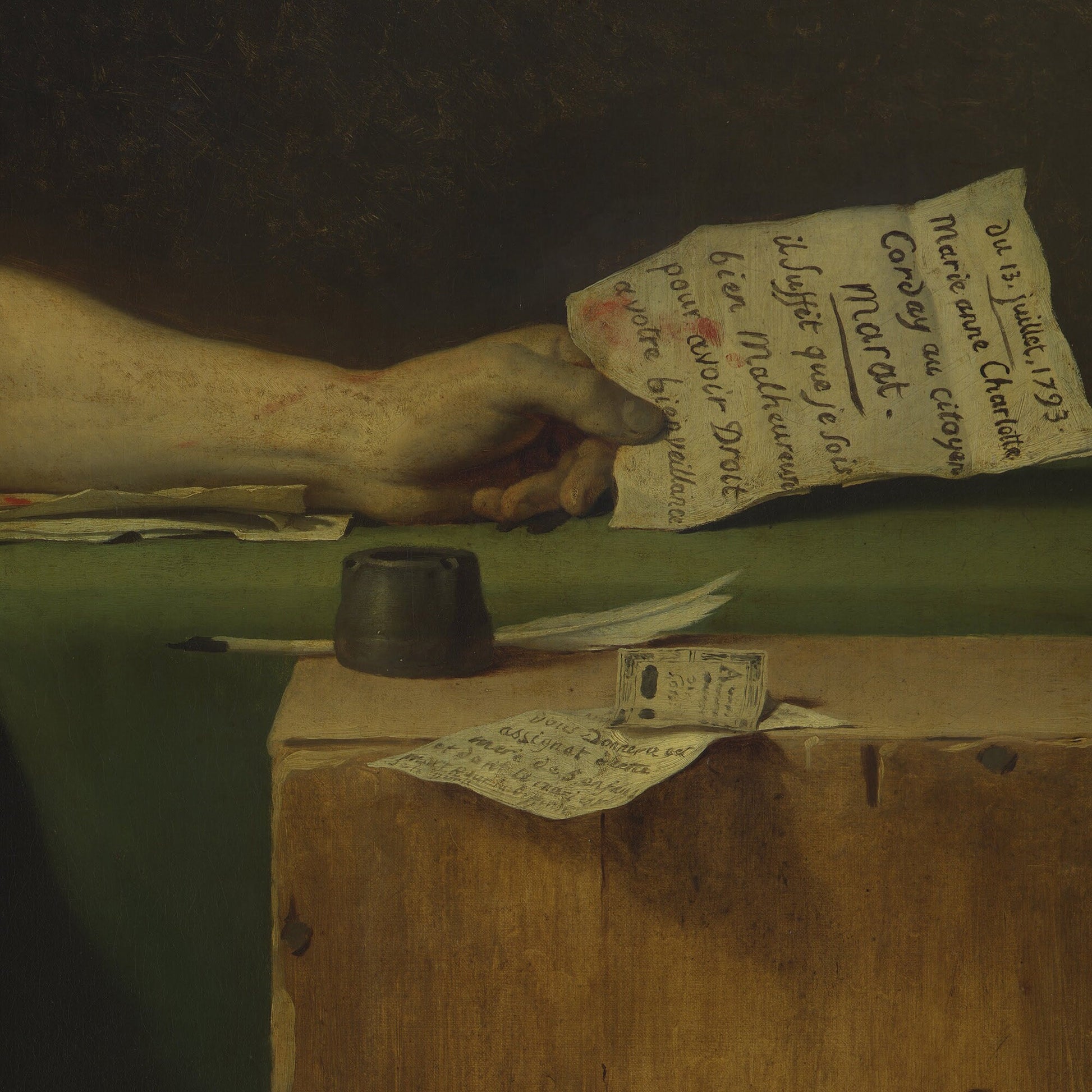 Marat Assassinated by Jacques Louis David, 3d Printed with texture and brush strokes looks like original oil painting.