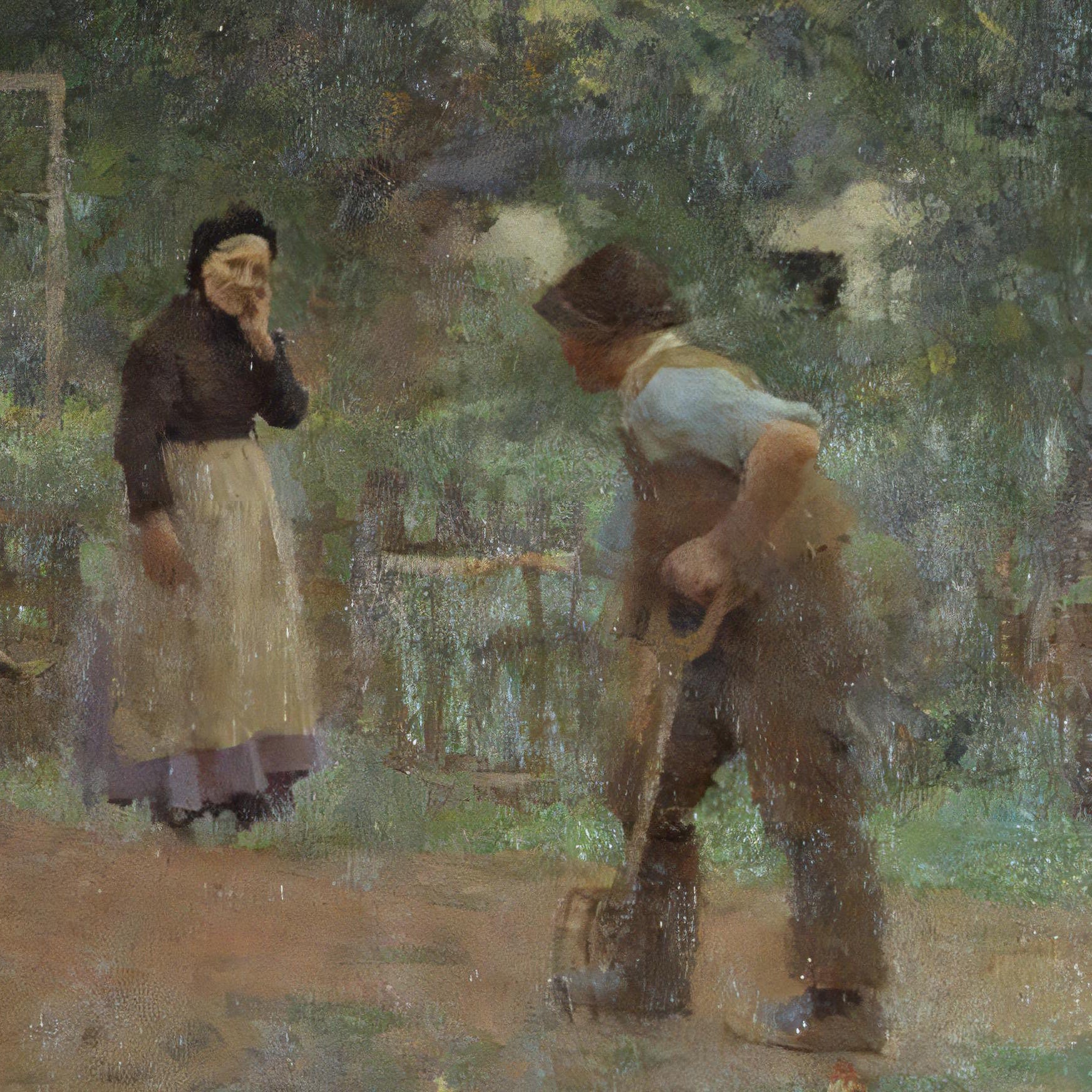George Clausen Print: The Girl at the Gate, 3D Textured Art