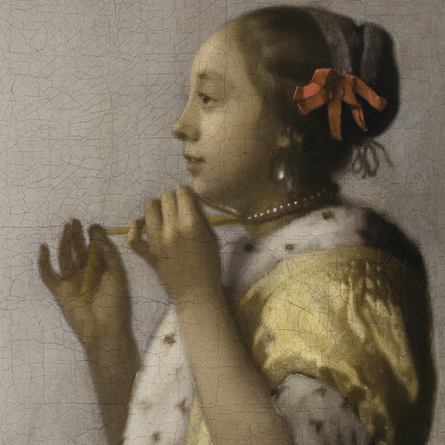 Young Woman with a Pearl Necklace by Johannes Vermeer, 3d Printed with texture and brush strokes looks like original oil painting