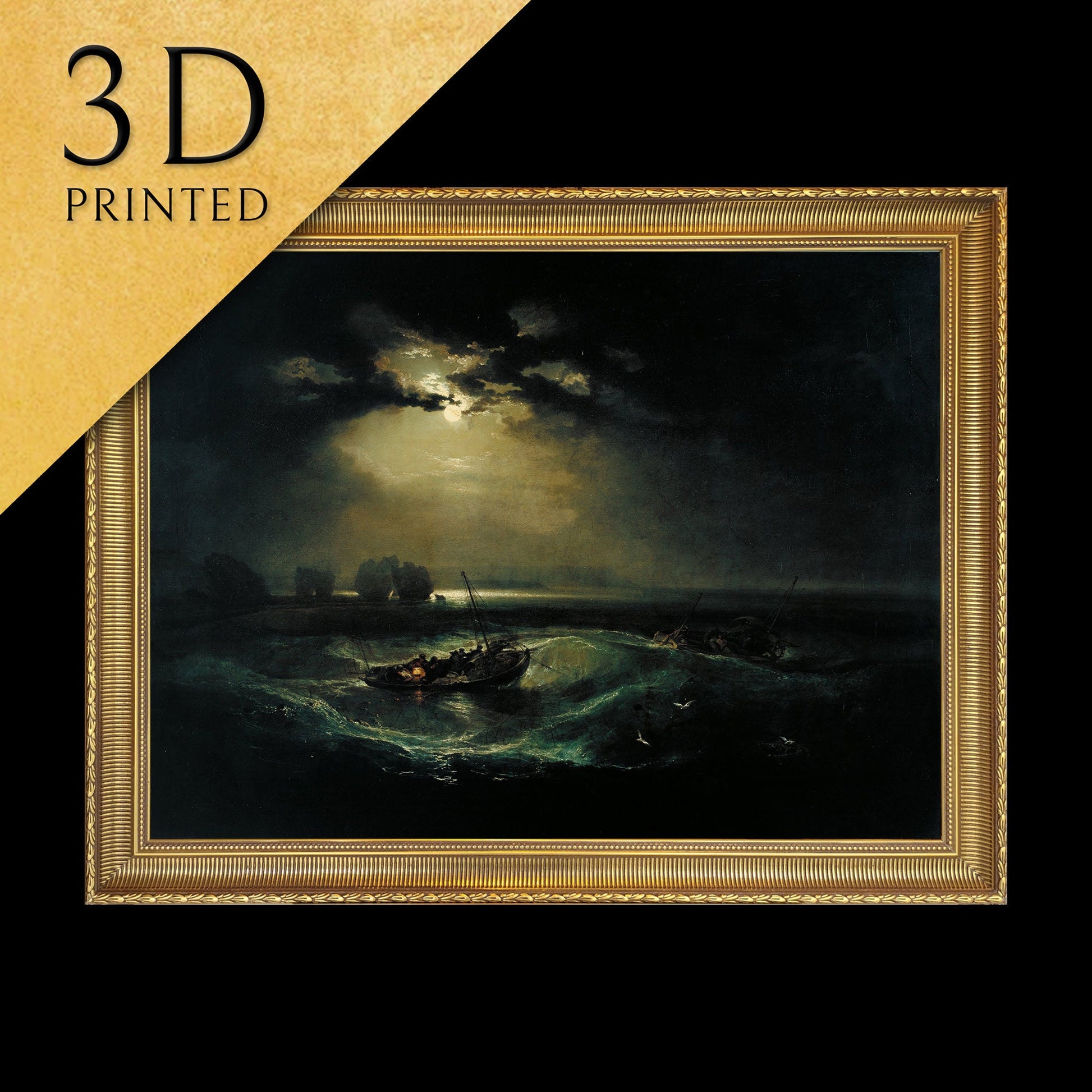 Fishermen at Sea by J.M.W Turner, 3d Printed with texture and brush strokes looks like original oil painting.