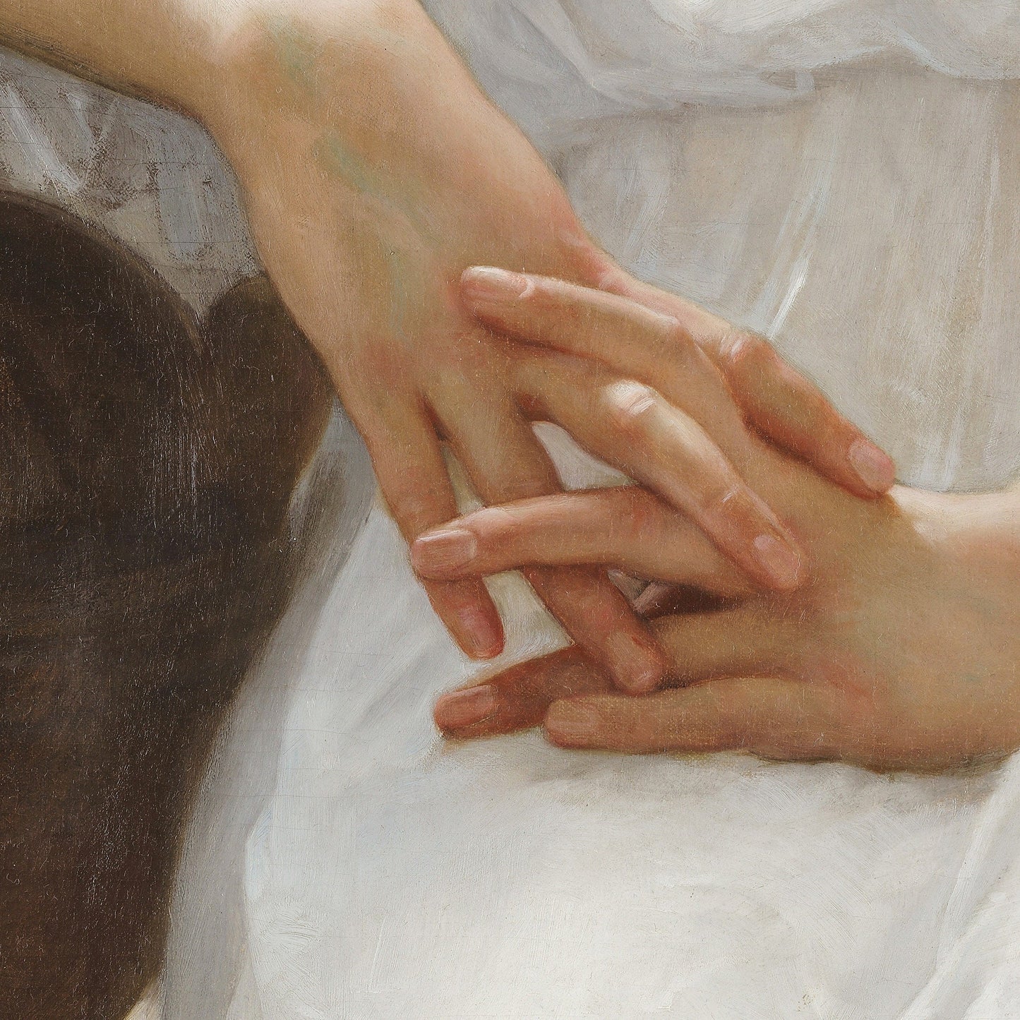 Bouguereau's Whisperings of Love: 3D Textured Art Print