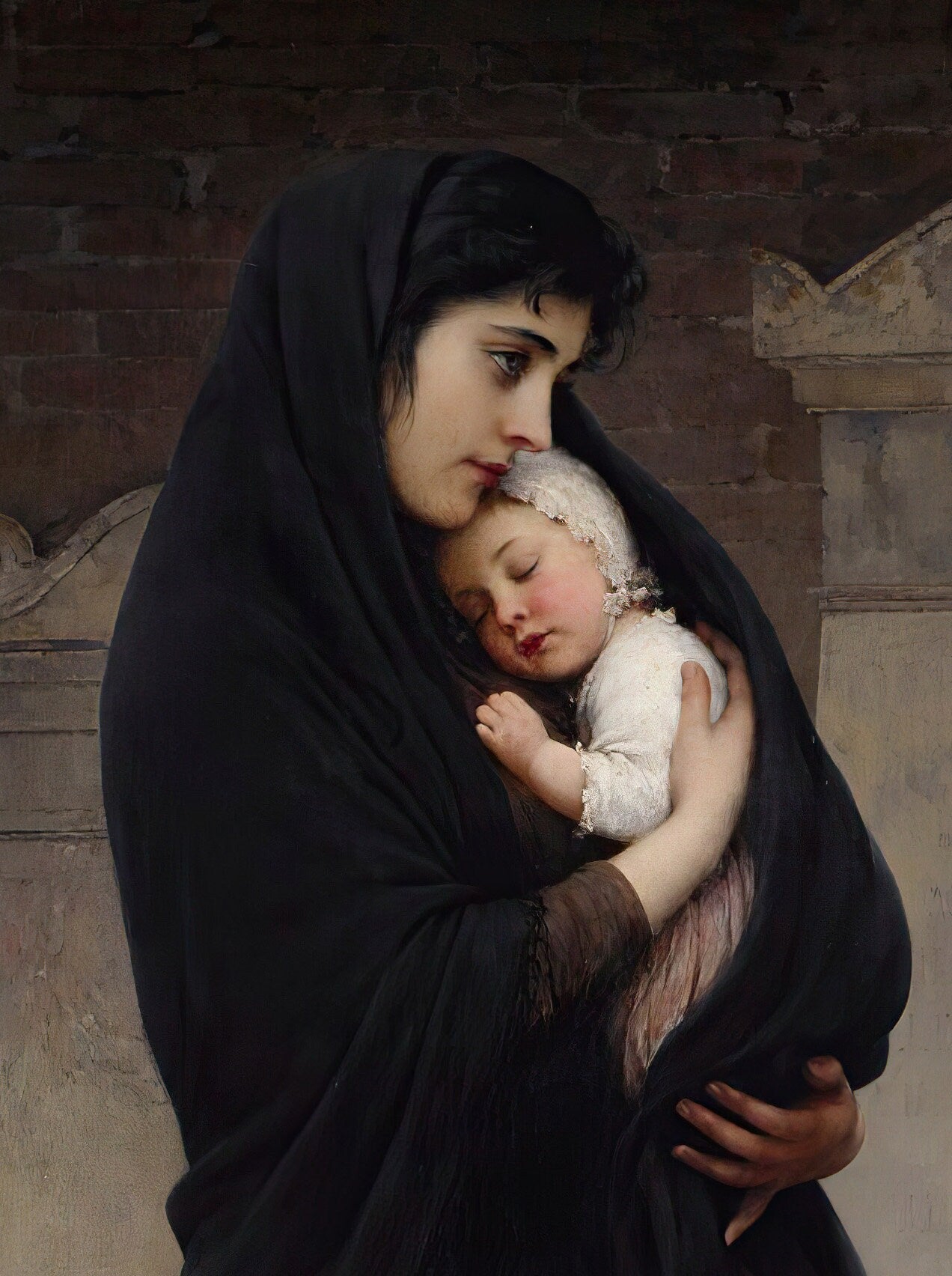 Eugen Von Blaas "Semper Vivit Amor" 3D Print: Textured Oil Painting Reproduction
